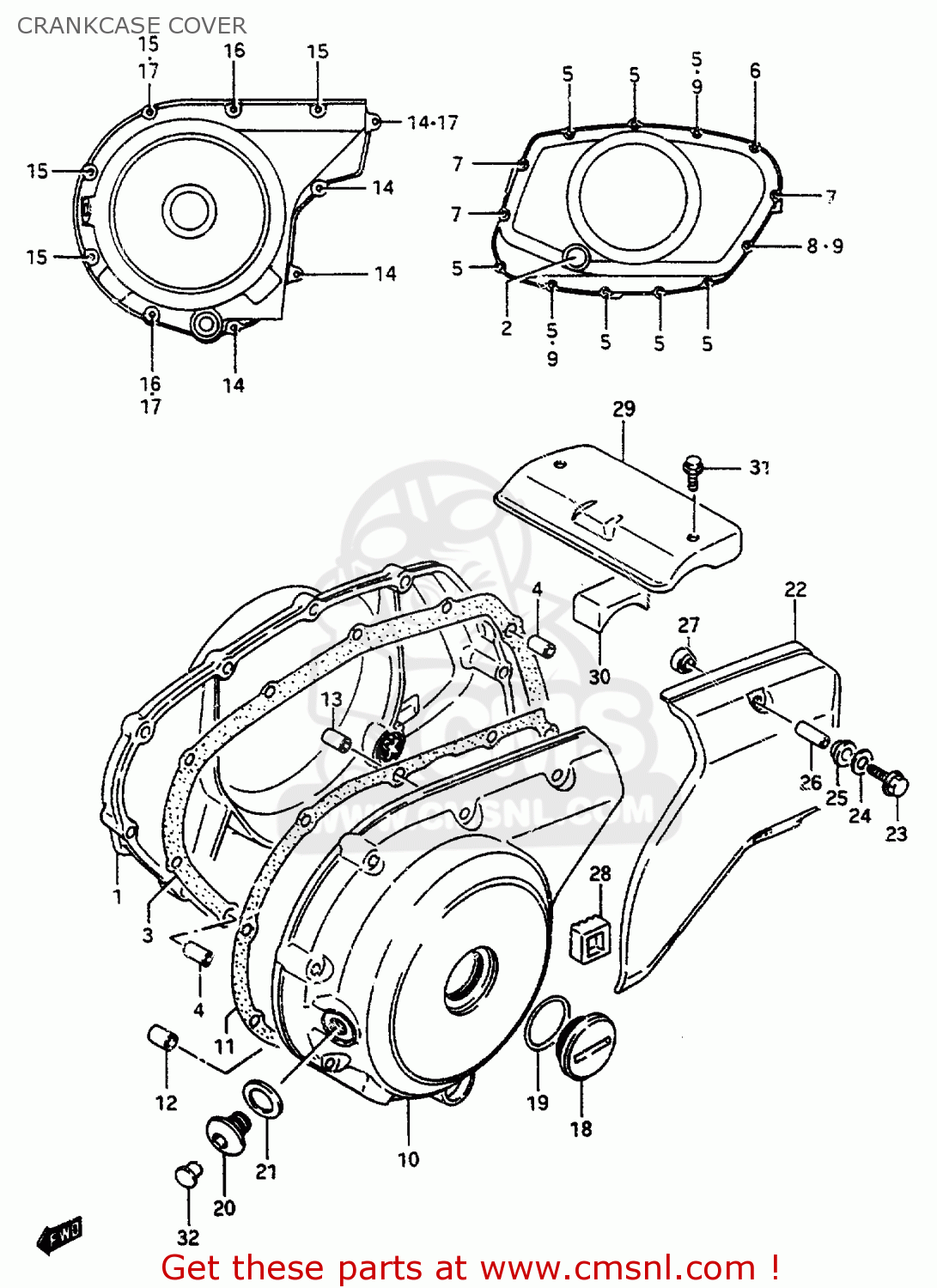 CRANKCASE COVER VS800GL 1993 (P) (E02 E04 E17 E18 E21 E22 E25 E34 E53)