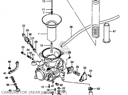 CARBURETOR (REAR)(MODEL T/V) - VS800GL 1993 (P) (E02 E04 E17 E18 E21 E22 E25 E34 E53)