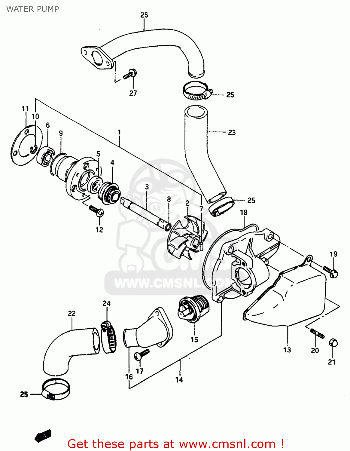 WATER PUMP VS800GL 1994 (R) (E02 E04 E17 E18 E21 E22 E25 E34 E53)