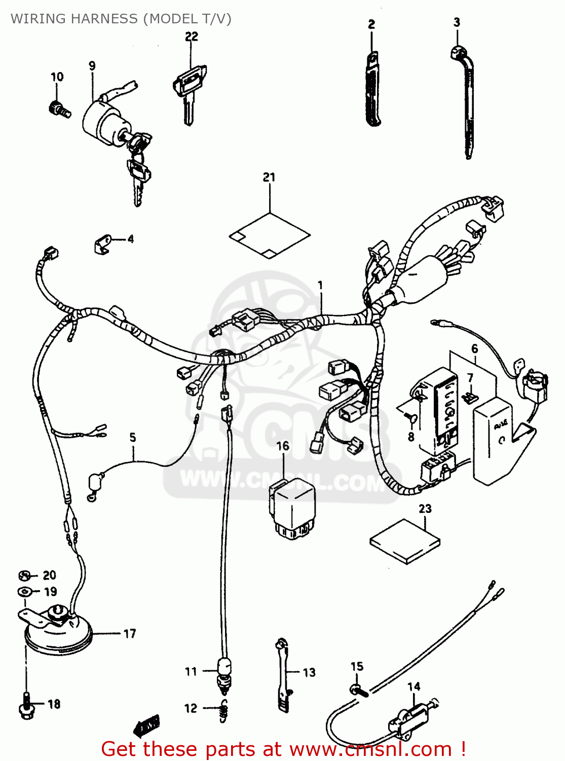 WIRING HARNESS (MODEL T/V) VS800GL 1994 (R) (E02 E04 E17 E18 E21 E22 E25 E34 E53)