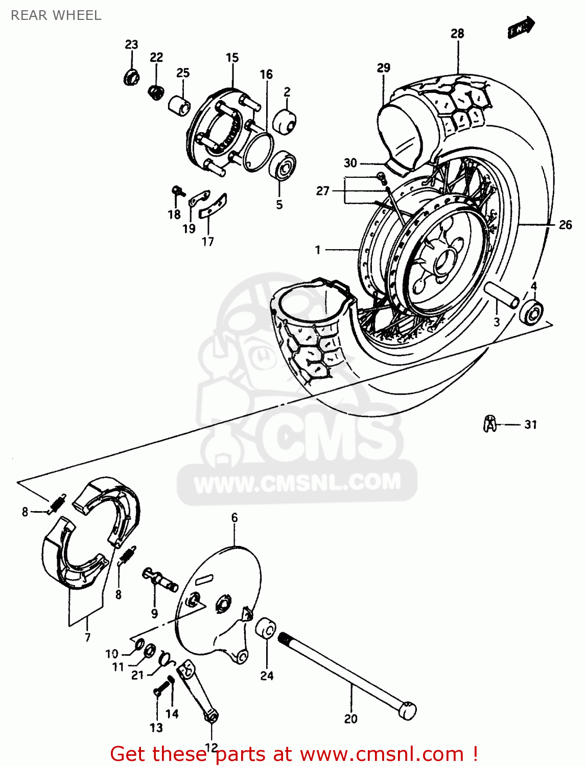 REAR WHEEL VS800GL 1994 (R) (E02 E04 E17 E18 E21 E22 E25 E34 E53)