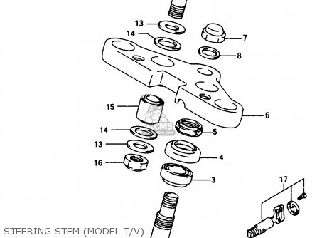 STEERING STEM (MODEL T/V) - VS800GL 1994 (R) (E02 E04 E17 E18 E21 E22 E25 E34 E53)