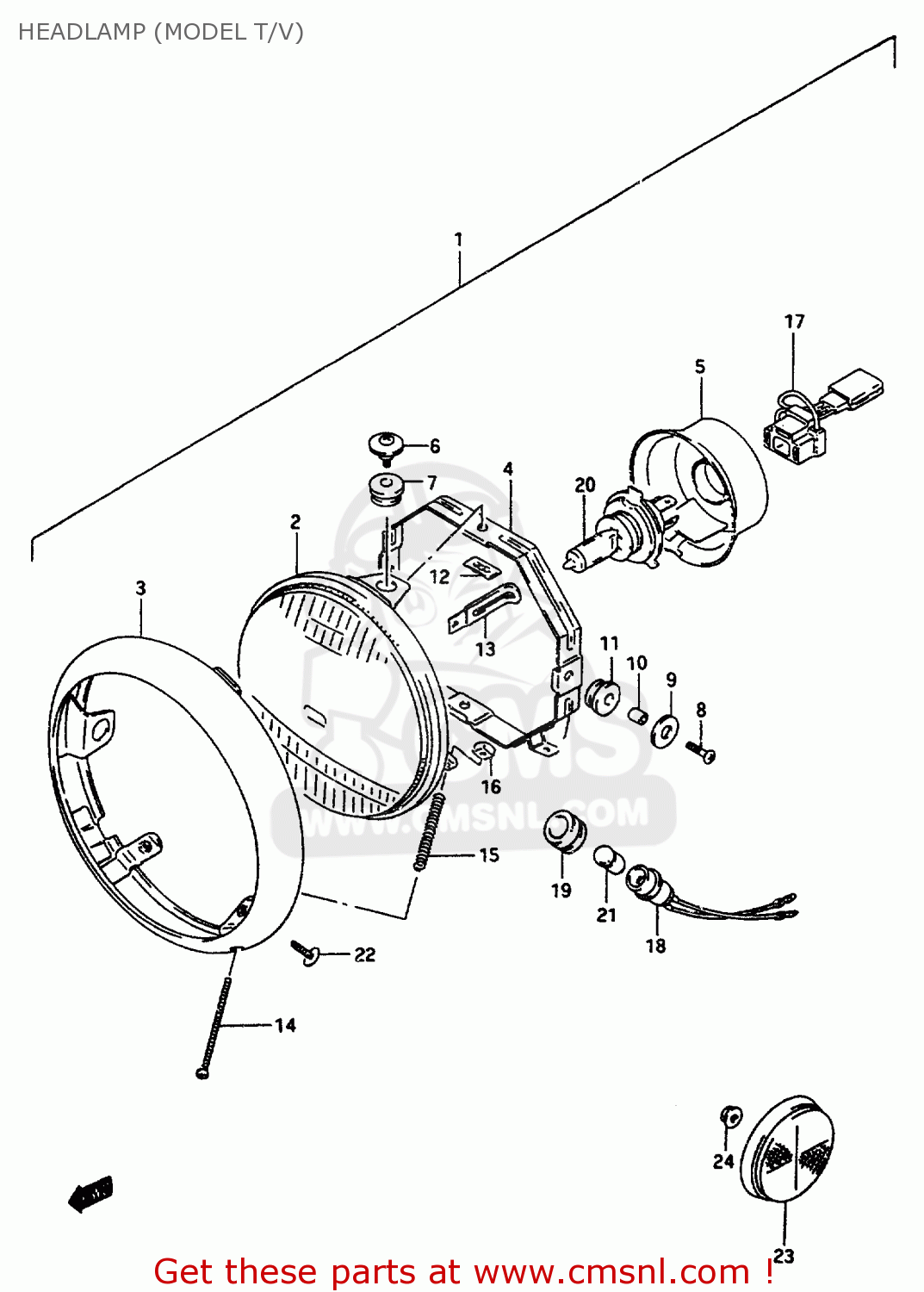 HEADLAMP (MODEL T/V) VS800GL 1995 (S) (E02 E04 E17 E18 E22 E25 E34 E37)