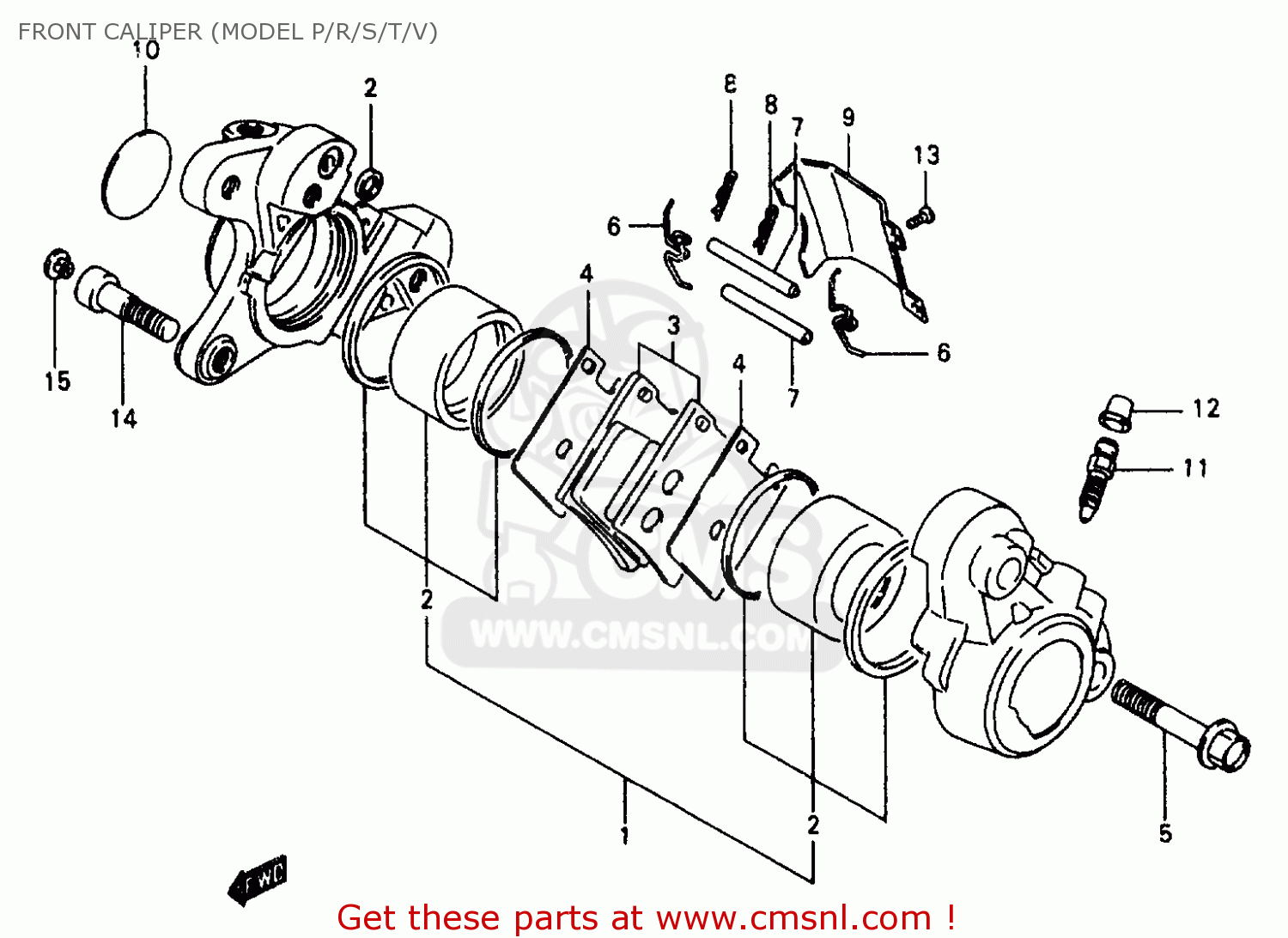 FRONT CALIPER (MODEL P/R/S/T/V) VS800GL 1995 (S) (E02 E04 E17 E18 E22 E25 E34 E37)