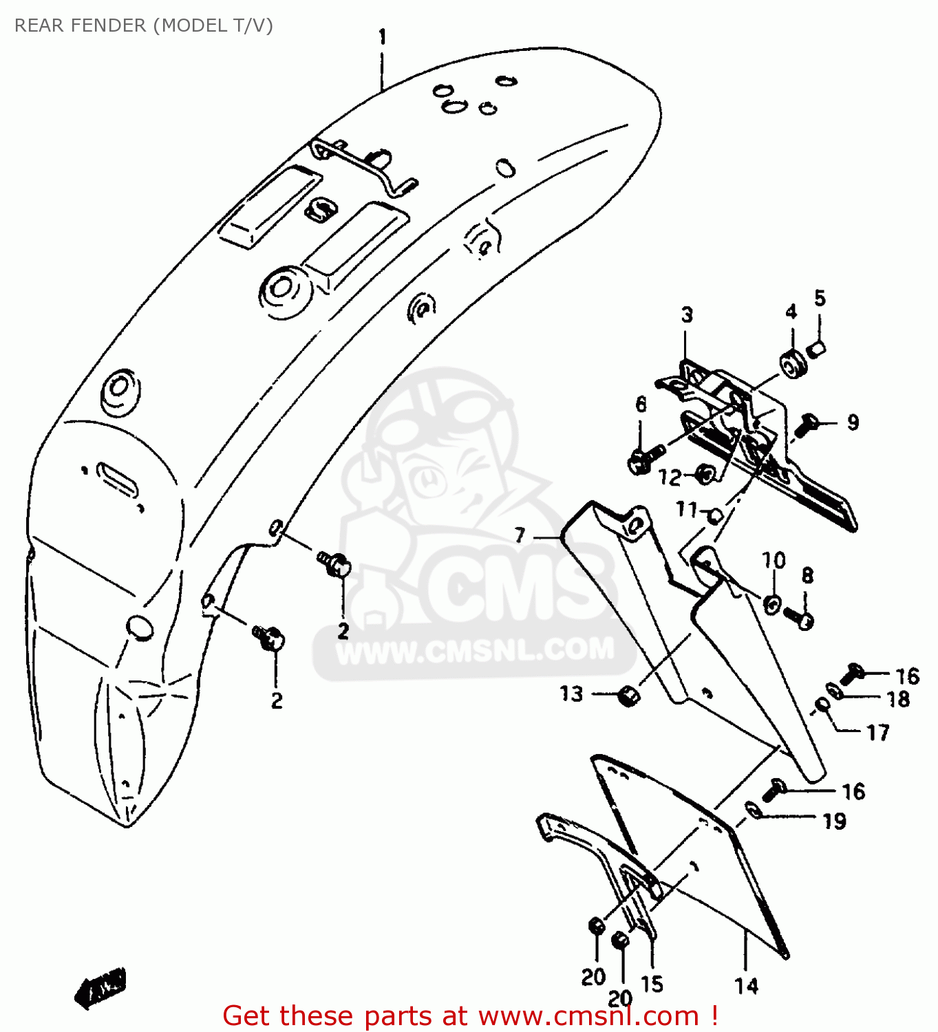 REAR FENDER (MODEL T/V) VS800GL 1996 (T) (E02 E04 E17 E18 E22 E25 E34 E37)