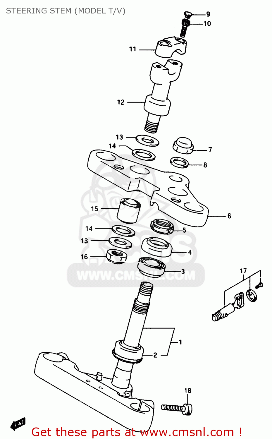 STEERING STEM (MODEL T/V) VS800GL 1996 (T) (E02 E04 E17 E18 E22 E25 E34 E37)