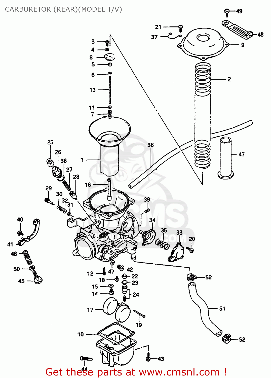 CARBURETOR (REAR)(MODEL T/V) VS800GL 1997 (V) (E02 E04 E17 E18 E22 E25 E34)