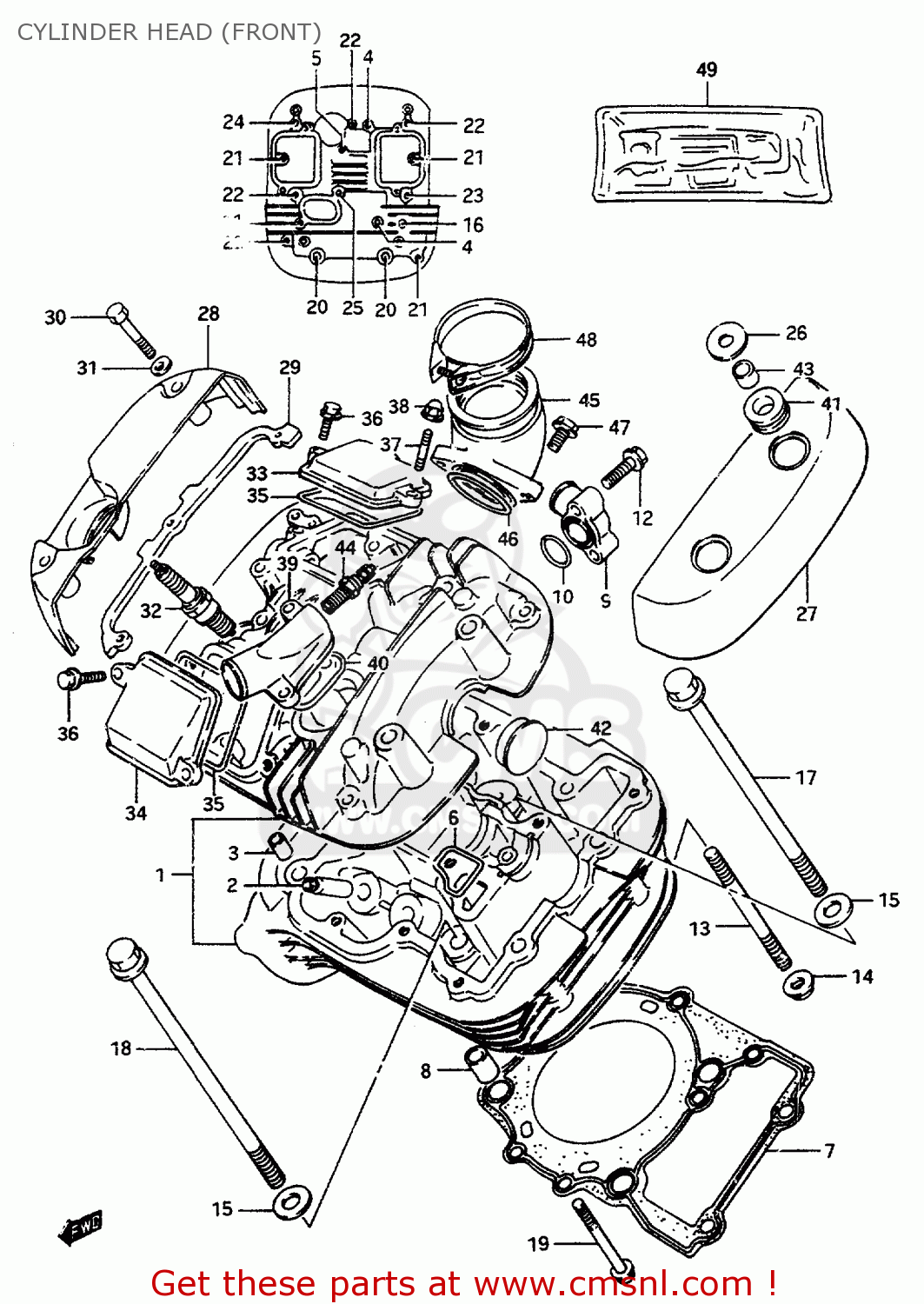 CYLINDER HEAD (FRONT) VS800GL 1997 (V) (E02 E04 E17 E18 E22 E25 E34)