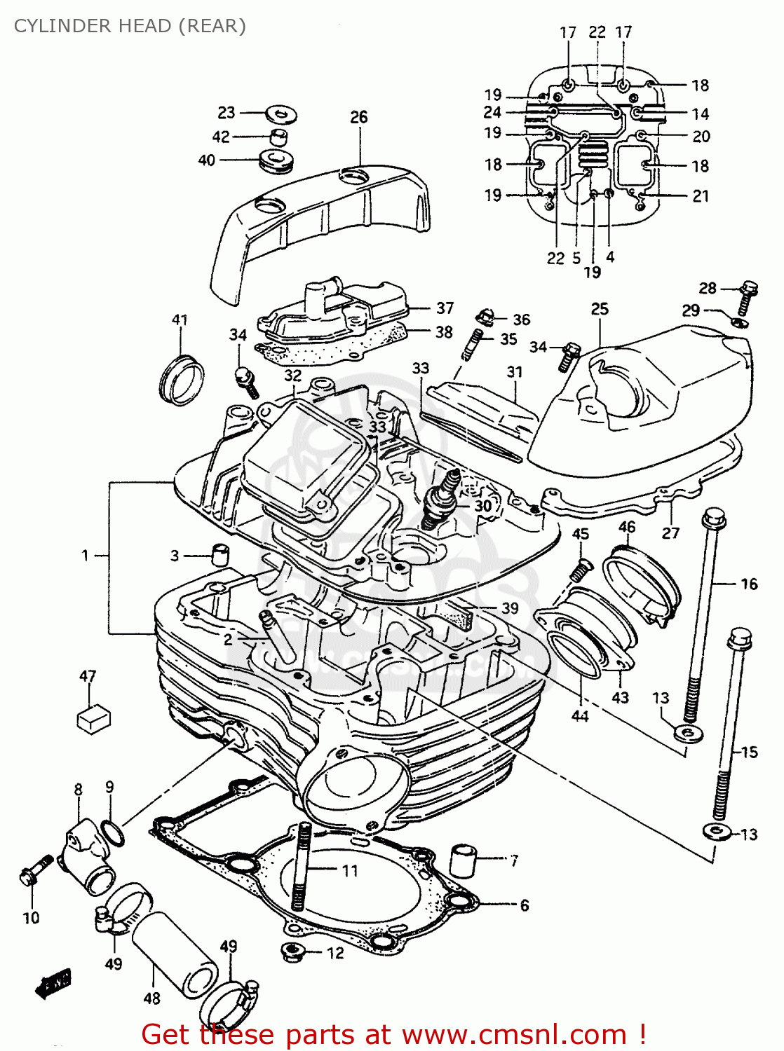 CYLINDER HEAD (REAR) VS800GL 1997 (V) (E02 E04 E17 E18 E22 E25 E34)