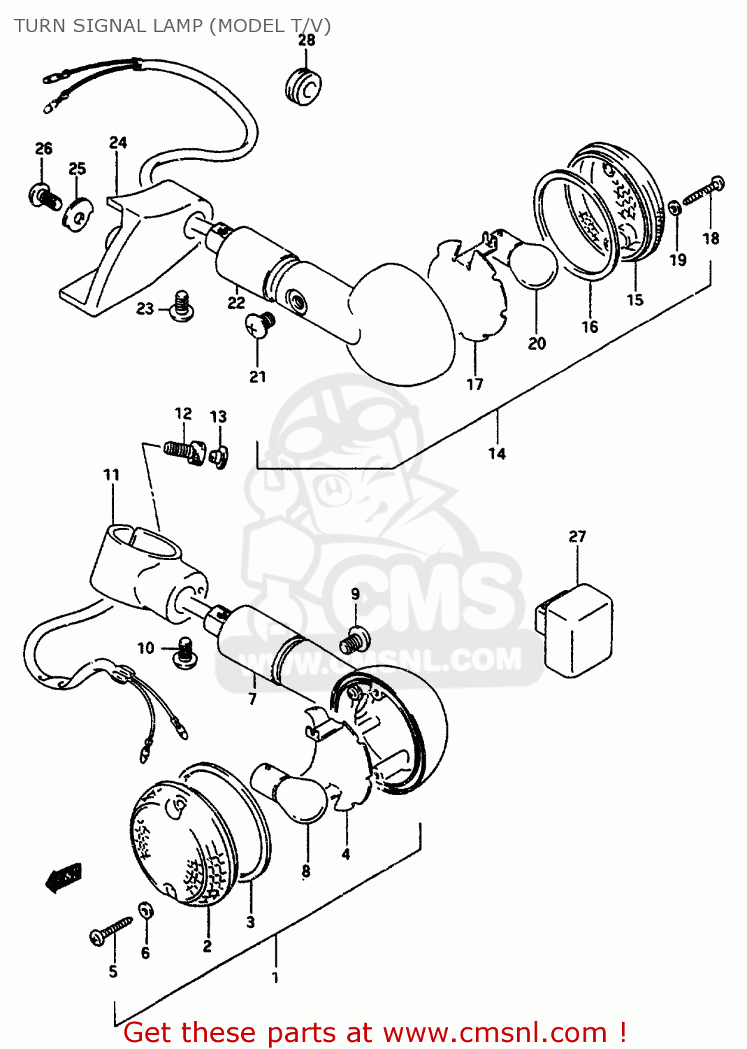 TURN SIGNAL LAMP (MODEL T/V) VS800GL 1997 (V) (E02 E04 E17 E18 E22 E25 E34)