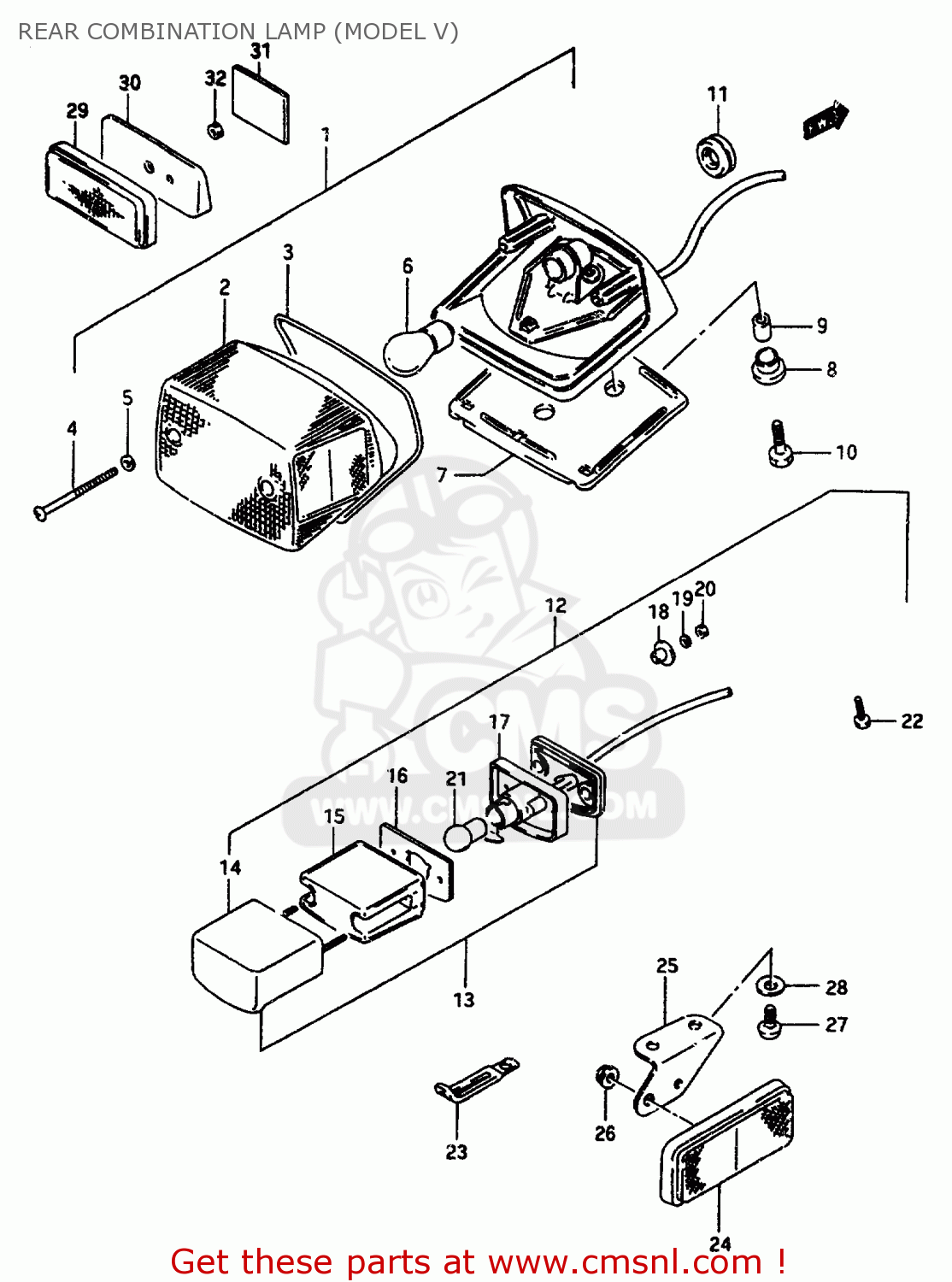 REAR COMBINATION LAMP (MODEL V) VS800GL 1997 (V) (E02 E04 E17 E18 E22 E25 E34)