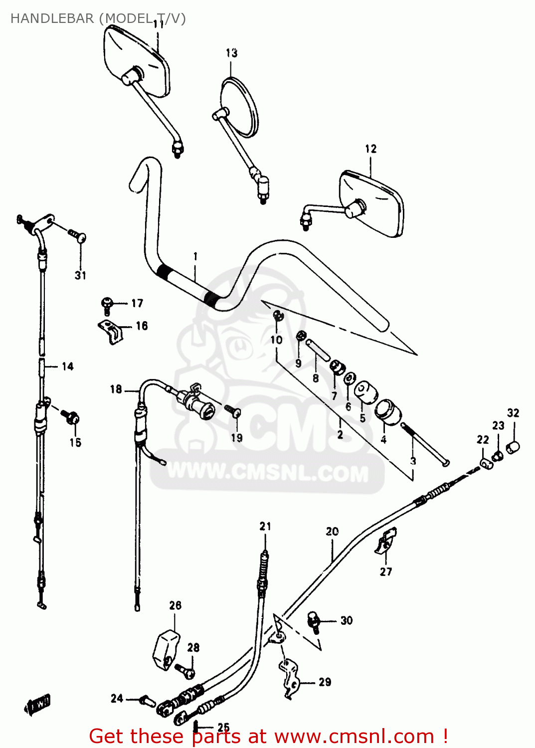 HANDLEBAR (MODEL T/V) VS800GL 1997 (V) (E02 E04 E17 E18 E22 E25 E34)