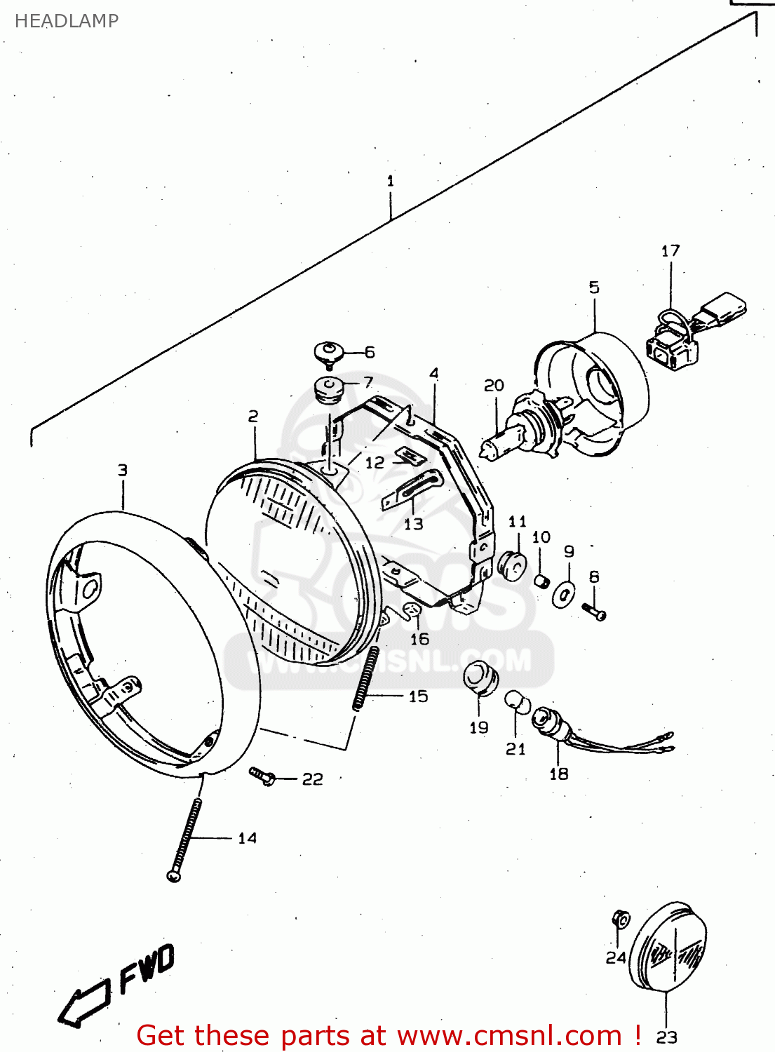 HEADLAMP VS800GL 1998 (W) (E02 E04 E17 E18 E22 E25 E34)