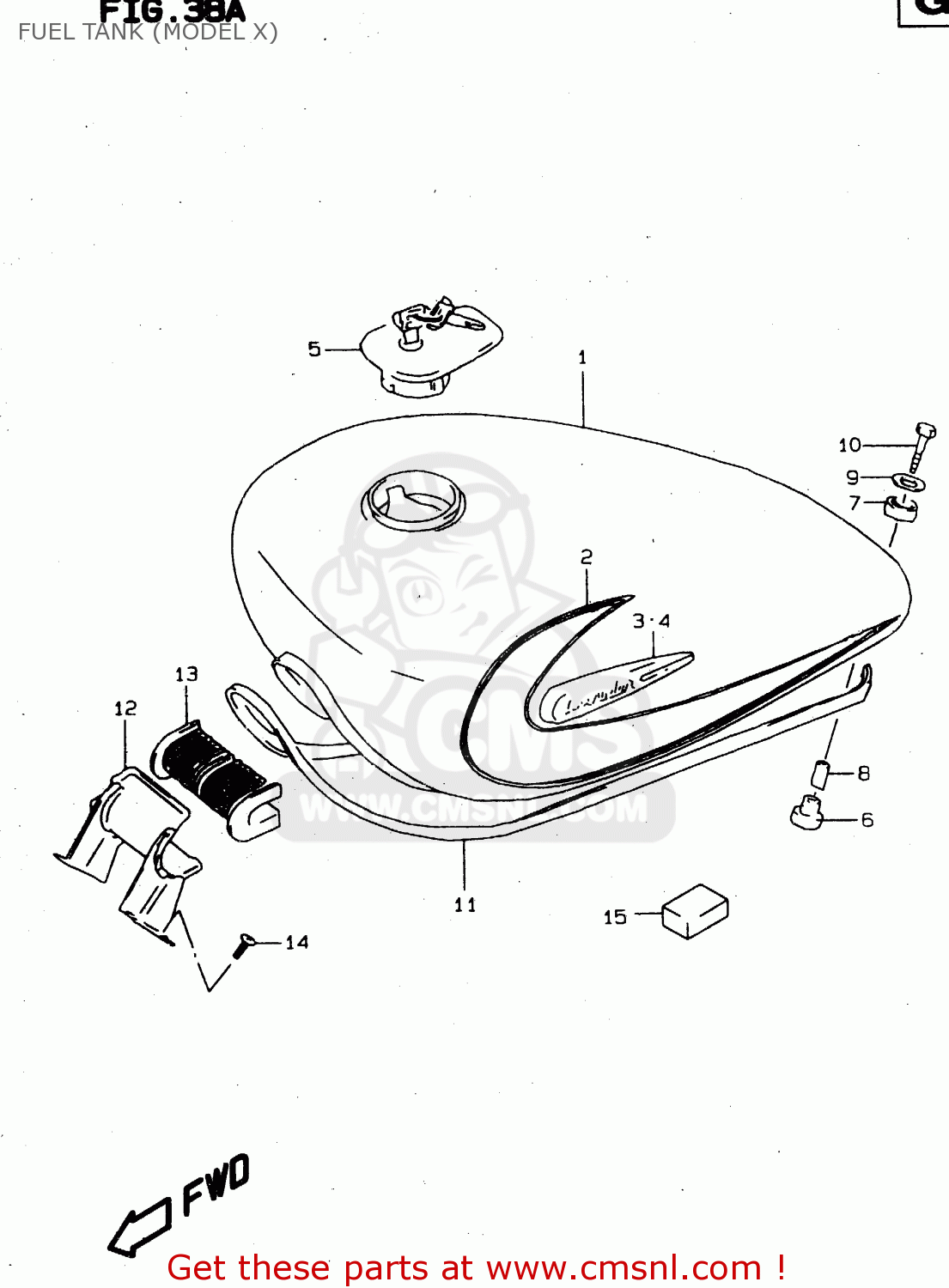 FUEL TANK (MODEL X) VS800GL 1998 (W) (E02 E04 E17 E18 E22 E25 E34)