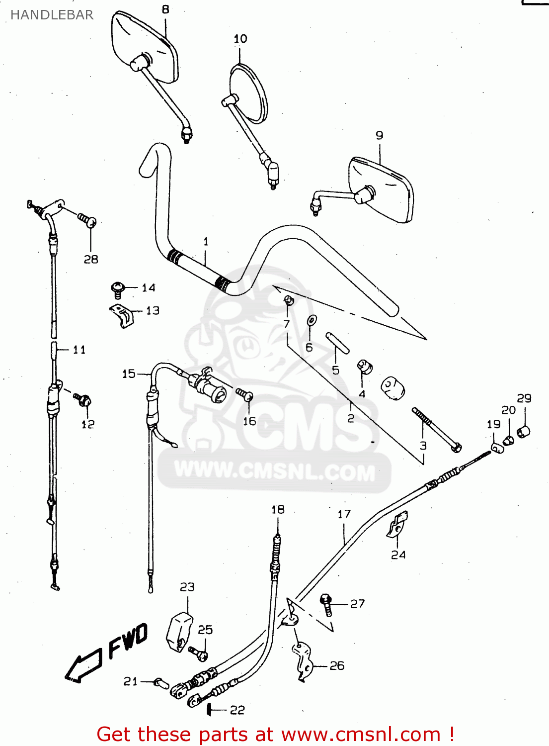 HANDLEBAR VS800GL 1998 (W) (E02 E04 E17 E18 E22 E25 E34)