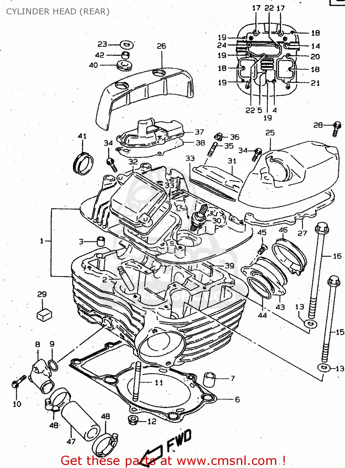 CYLINDER HEAD (REAR) VS800GL 1999 (X) (E02 E04 E17 E18 E22 E25 E34)