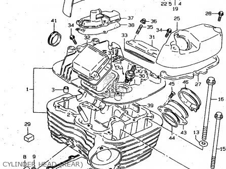 CYLINDER HEAD (REAR) - VS800GL 1999 (X) (E02 E04 E17 E18 E22 E25 E34)