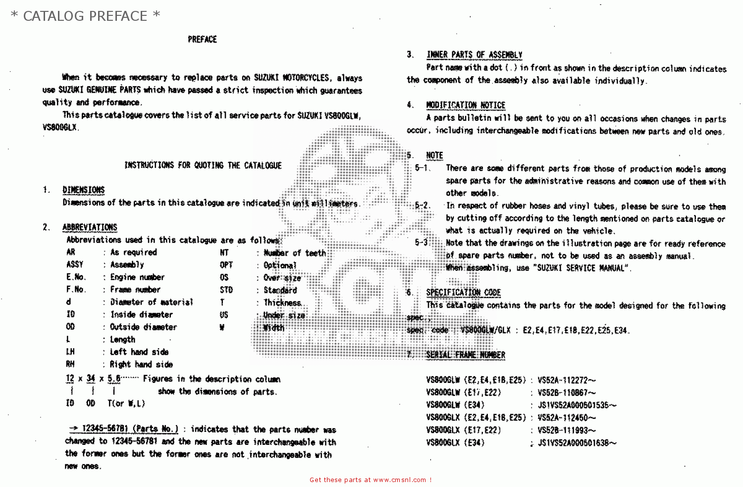 * CATALOG PREFACE * VS800GL 2000 (Y) (E02 E04 E17 E18 E22 E25 E34)