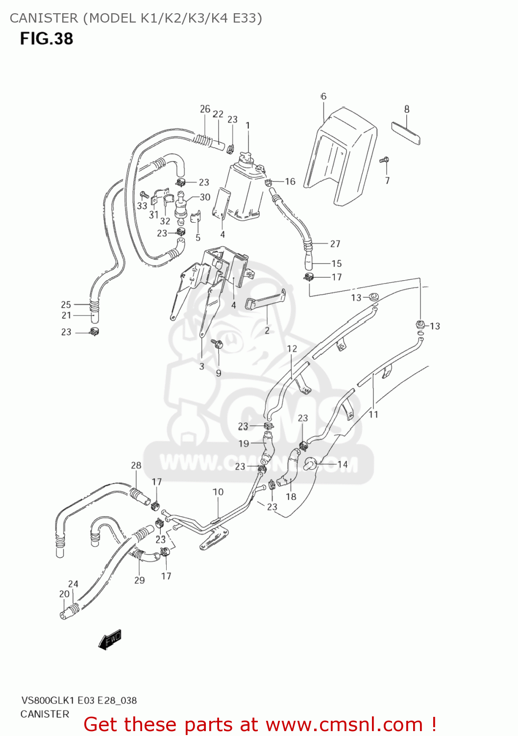 CANISTER (MODEL K1/K2/K3/K4 E33) VS800GL BOULEVARD S50 2005 (K5) CALIFORNIA (E33)
