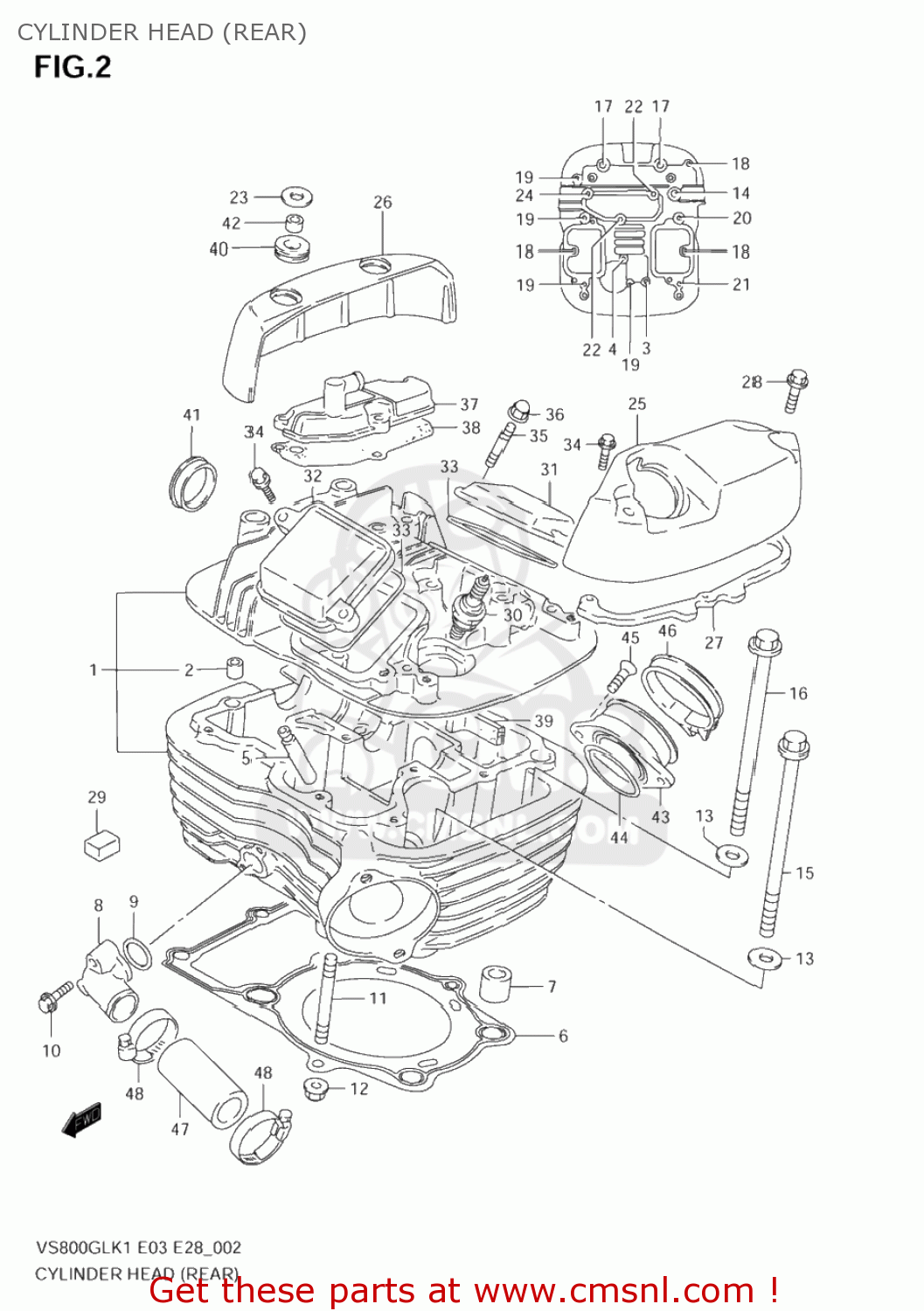 CYLINDER HEAD (REAR) VS800GL BOULEVARD S50 2005 (K5) CALIFORNIA (E33)