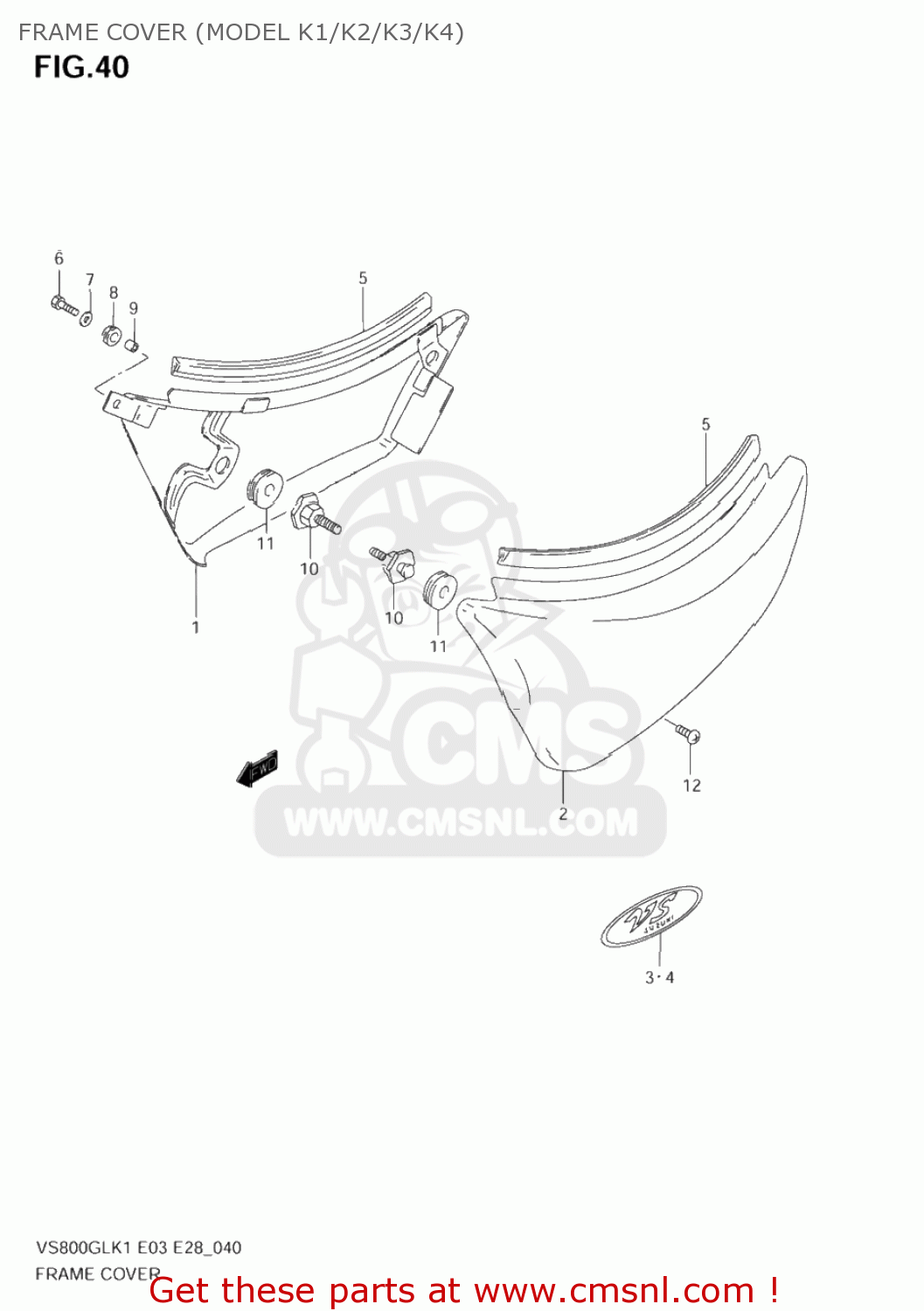 FRAME COVER (MODEL K1/K2/K3/K4) VS800GL BOULEVARD S50 2005 (K5) CALIFORNIA (E33)