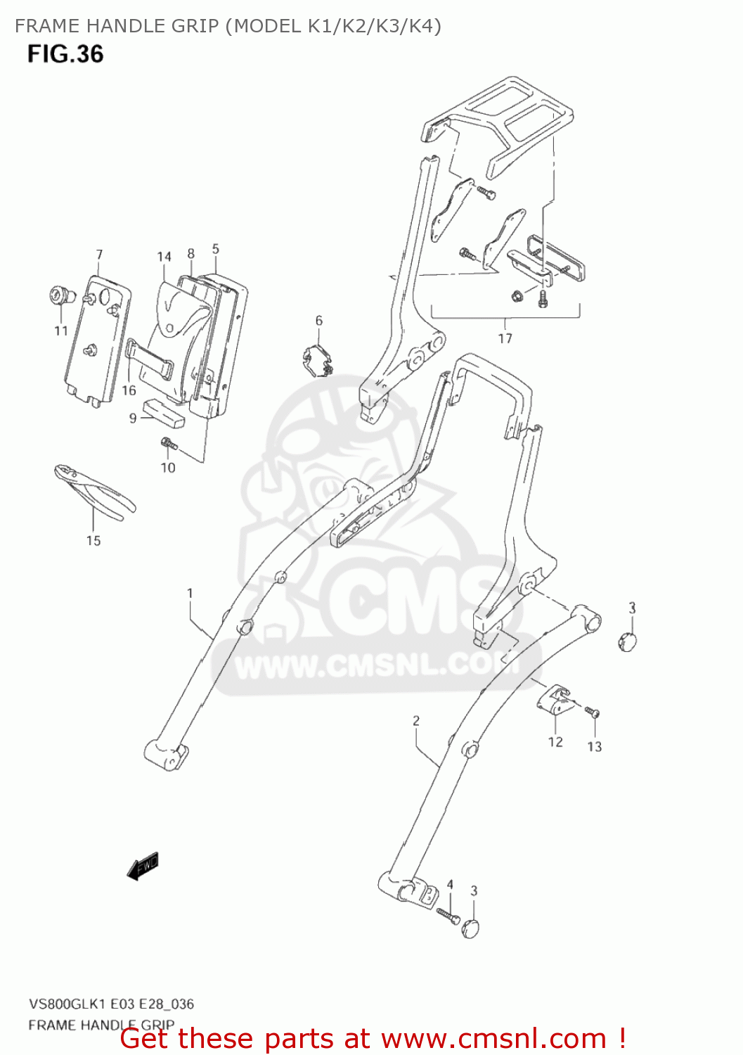 FRAME HANDLE GRIP (MODEL K1/K2/K3/K4) VS800GL BOULEVARD S50 2005 (K5) CALIFORNIA (E33)