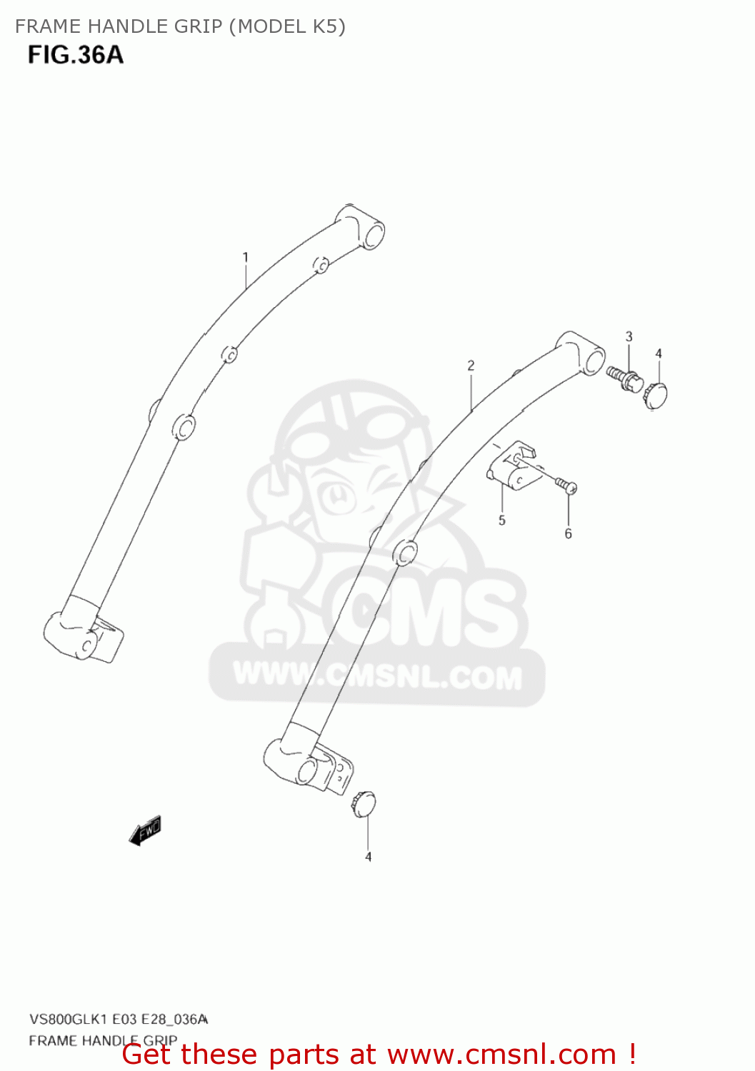 FRAME HANDLE GRIP (MODEL K5) VS800GL BOULEVARD S50 2005 (K5) CALIFORNIA (E33)