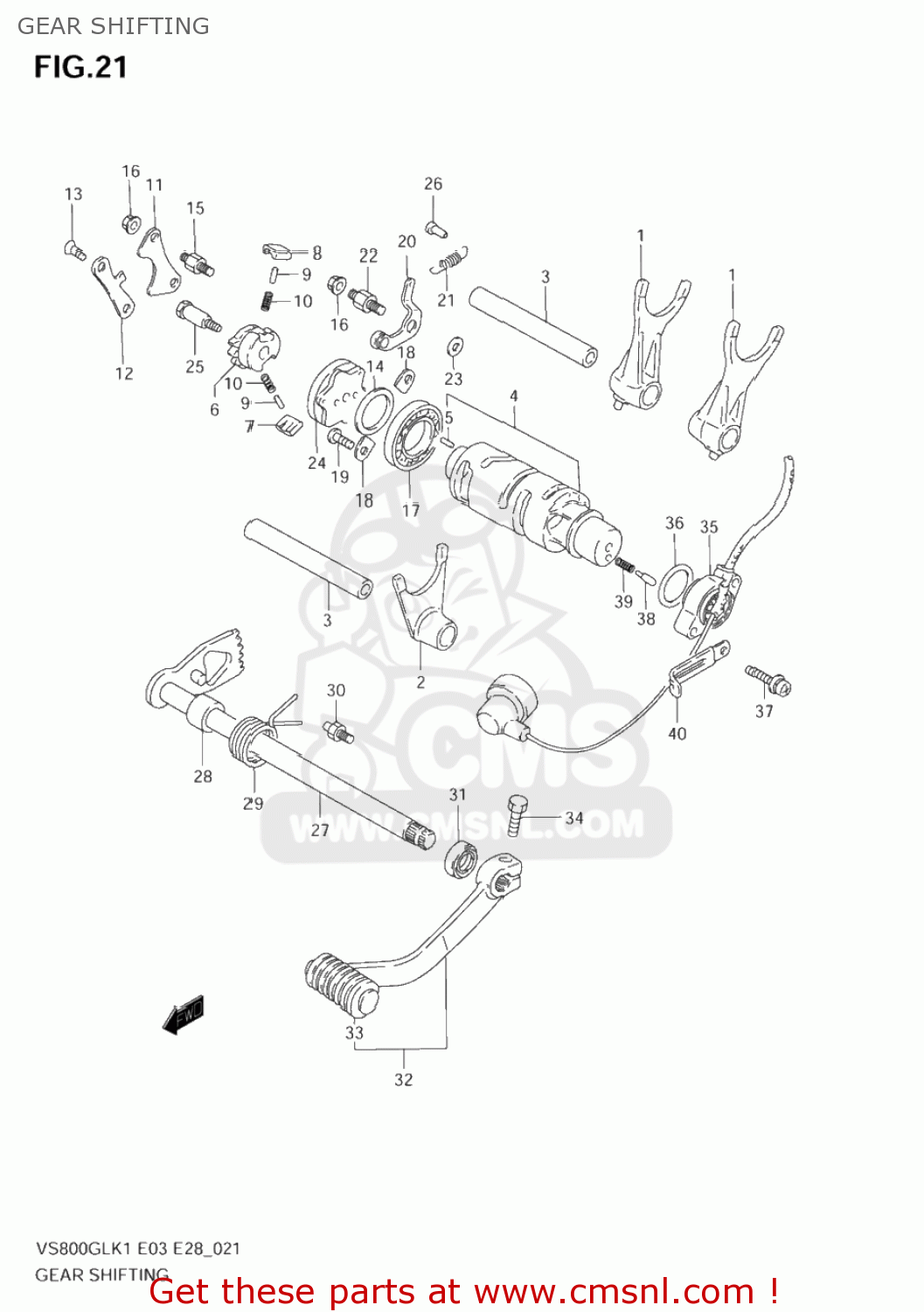 GEAR SHIFTING VS800GL BOULEVARD S50 2005 (K5) CALIFORNIA (E33)