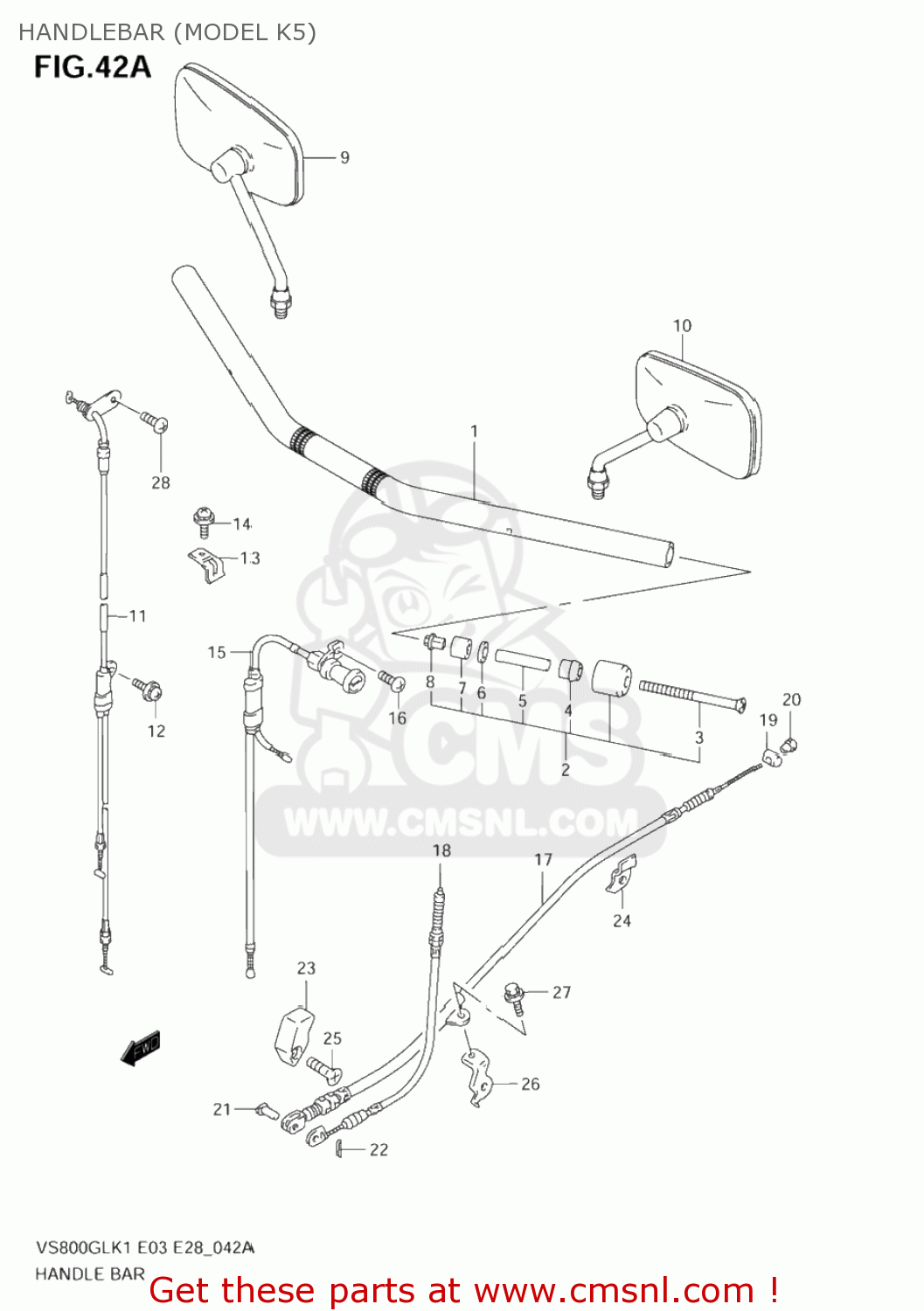 HANDLEBAR (MODEL K5) VS800GL BOULEVARD S50 2005 (K5) CALIFORNIA (E33)
