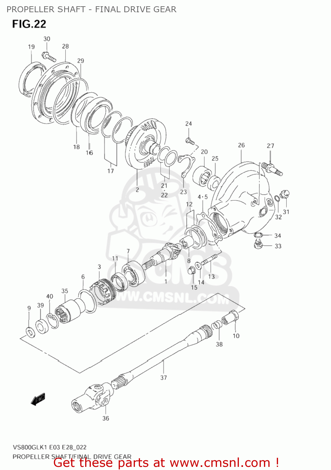 PROPELLER SHAFT - FINAL DRIVE GEAR VS800GL BOULEVARD S50 2005 (K5) CALIFORNIA (E33)
