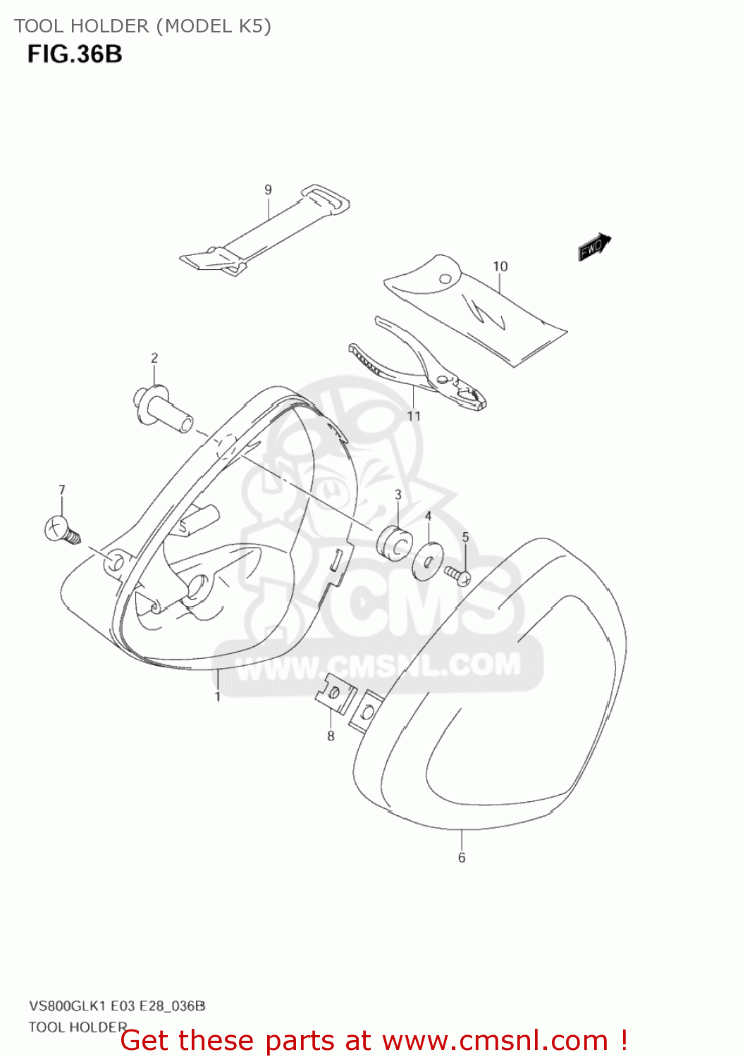 TOOL HOLDER (MODEL K5) VS800GL BOULEVARD S50 2005 (K5) CALIFORNIA (E33)