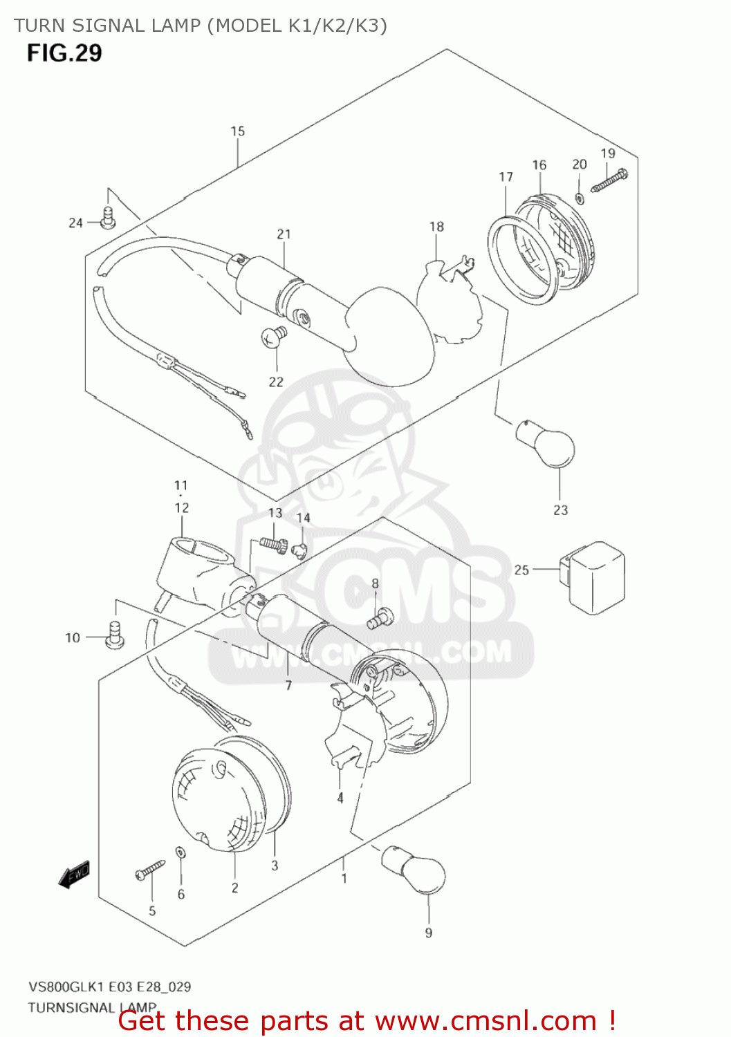 TURN SIGNAL LAMP (MODEL K1/K2/K3) VS800GL BOULEVARD S50 2005 (K5) CALIFORNIA (E33)
