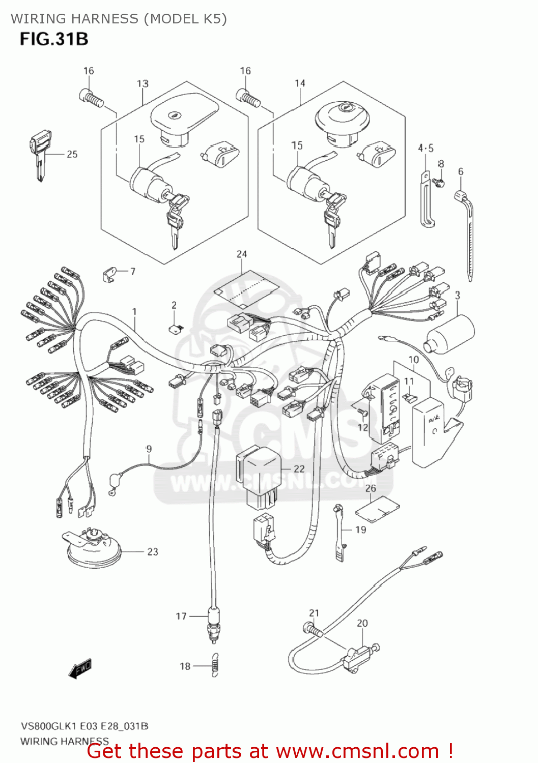 WIRING HARNESS (MODEL K5) VS800GL BOULEVARD S50 2005 (K5) CALIFORNIA (E33)