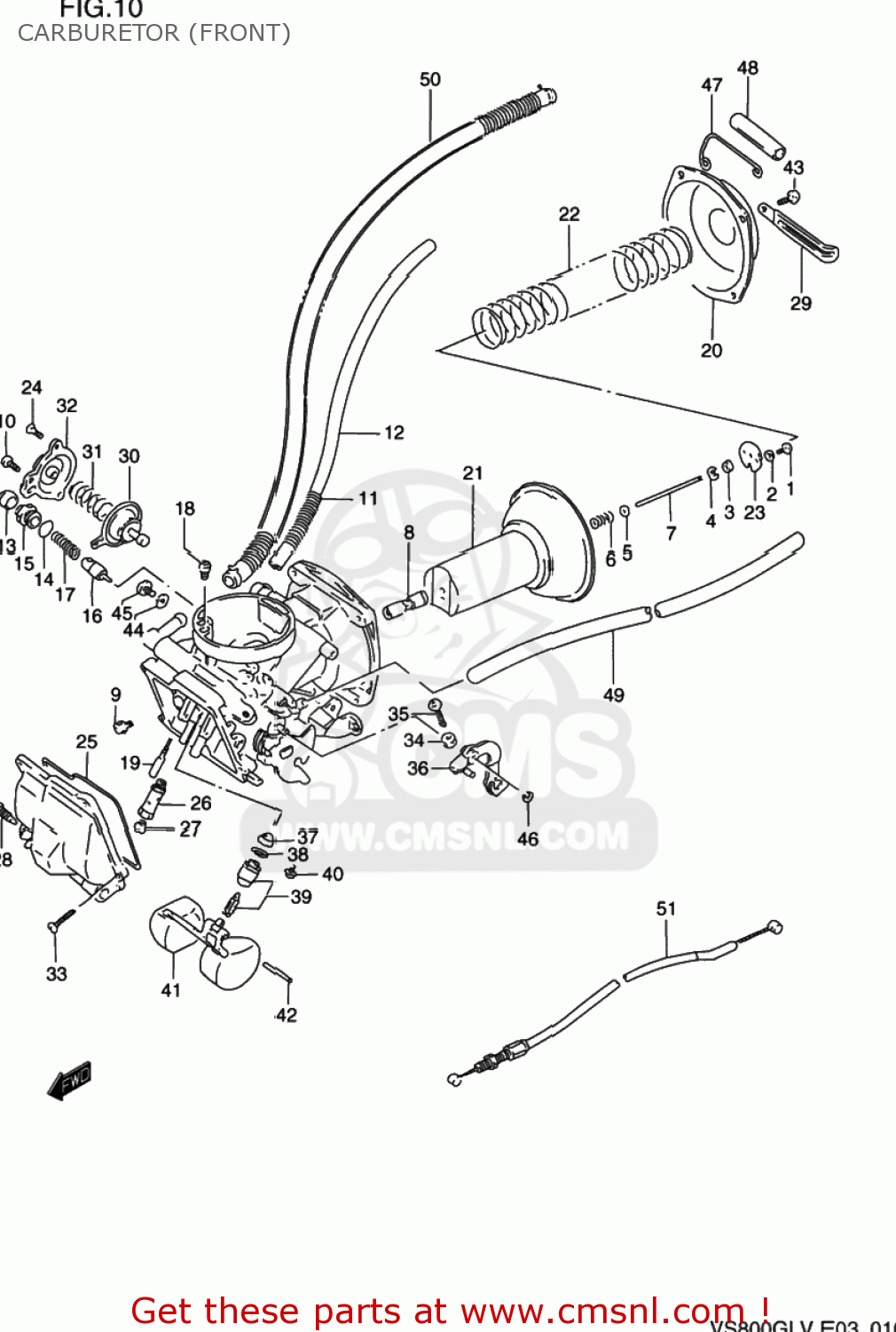 Suzuki VS800GL INTRUDER 1992 (N) USA (E03) CARBURETOR (FRONT) - buy ...