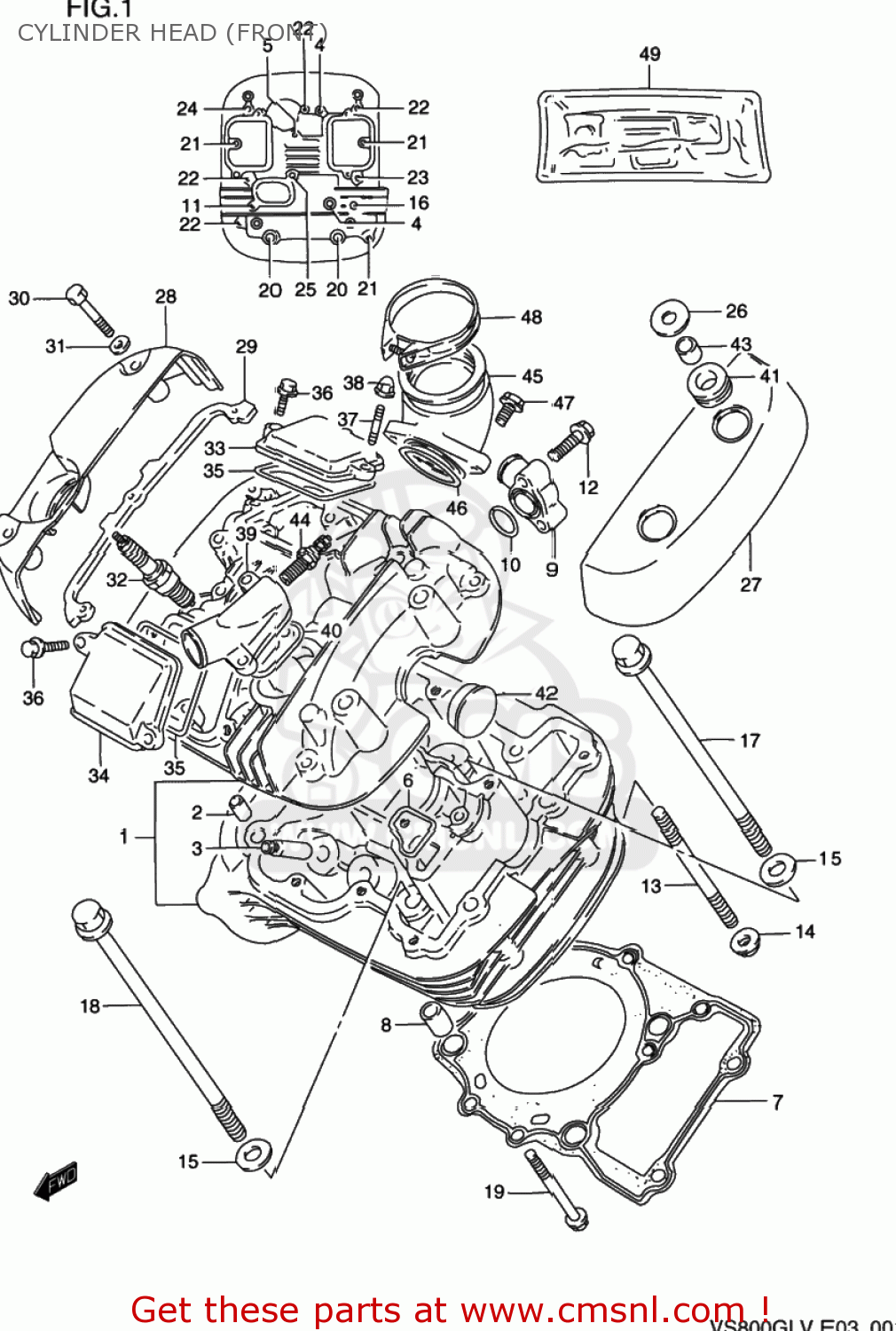 Suzuki VS800GL INTRUDER 1992 (N) USA (E03) CYLINDER HEAD (FRONT) - buy ...