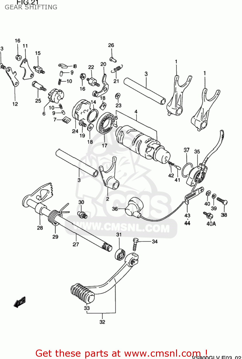 Suzuki VS800GL INTRUDER 1992 (N) USA (E03) GEAR SHIFTING - buy original