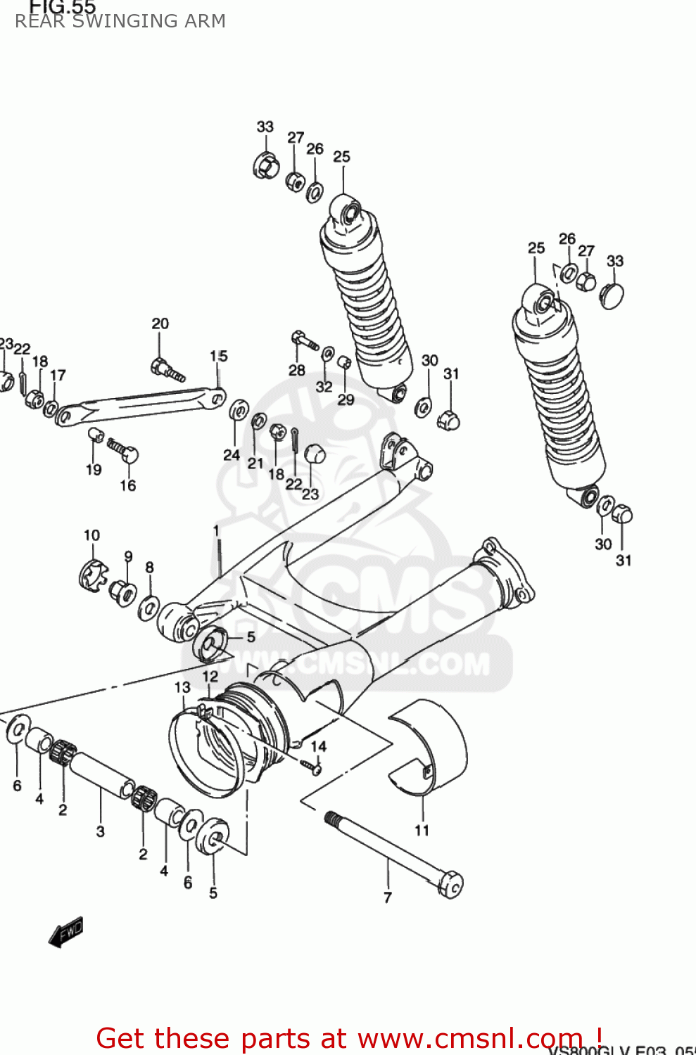 Suzuki VS800GL INTRUDER 1992 (N) USA (E03) REAR SWINGING ARM - buy ...