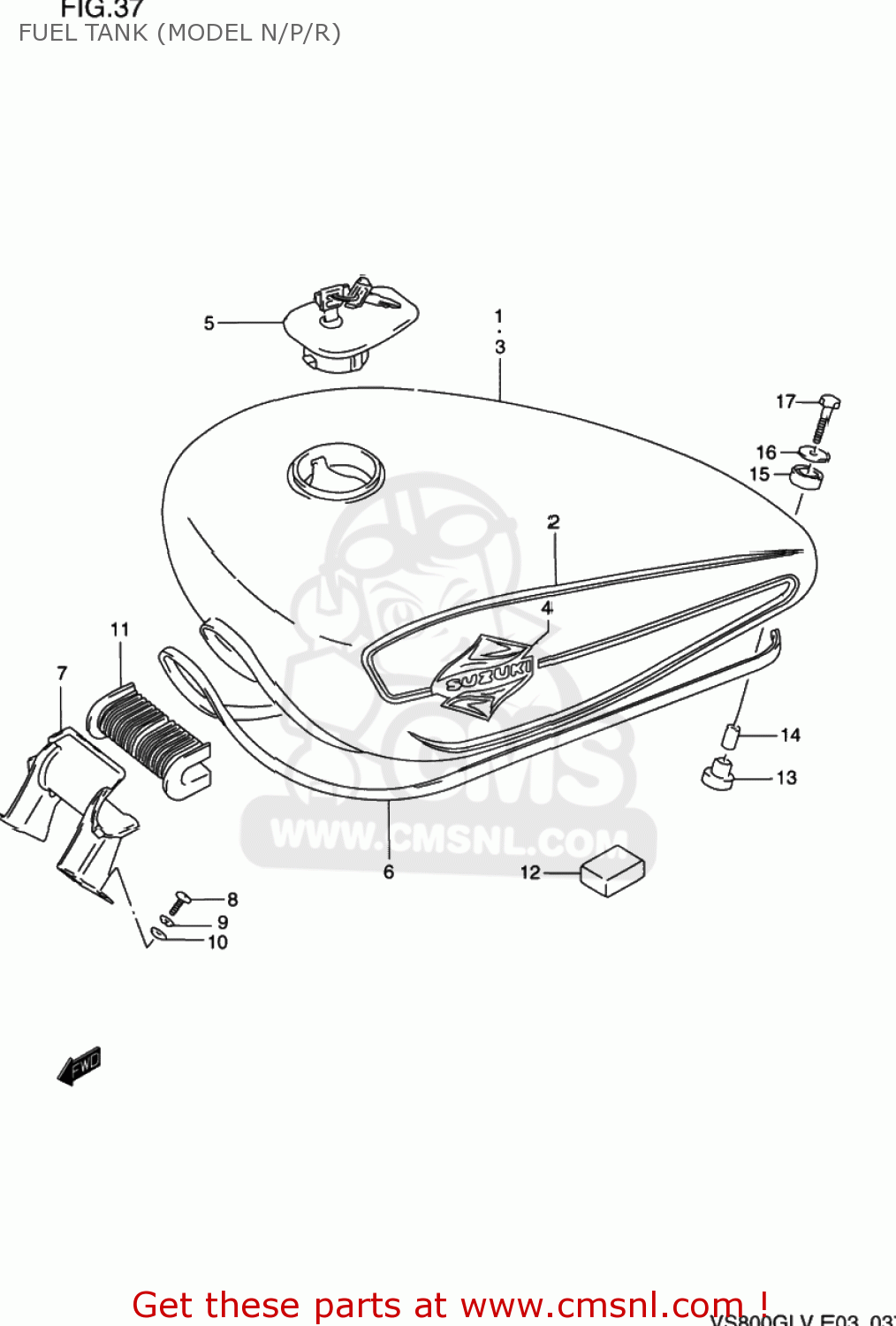 FUEL TANK (MODEL N/P/R) VS800GL INTRUDER 1992 (N) USA (E03)