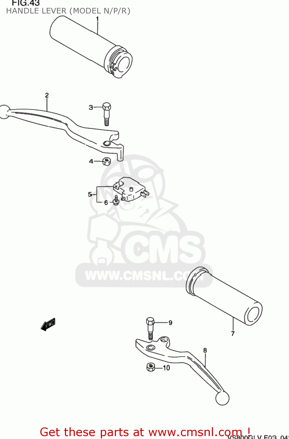 HANDLE LEVER (MODEL N/P/R) VS800GL INTRUDER 1992 (N) USA (E03)