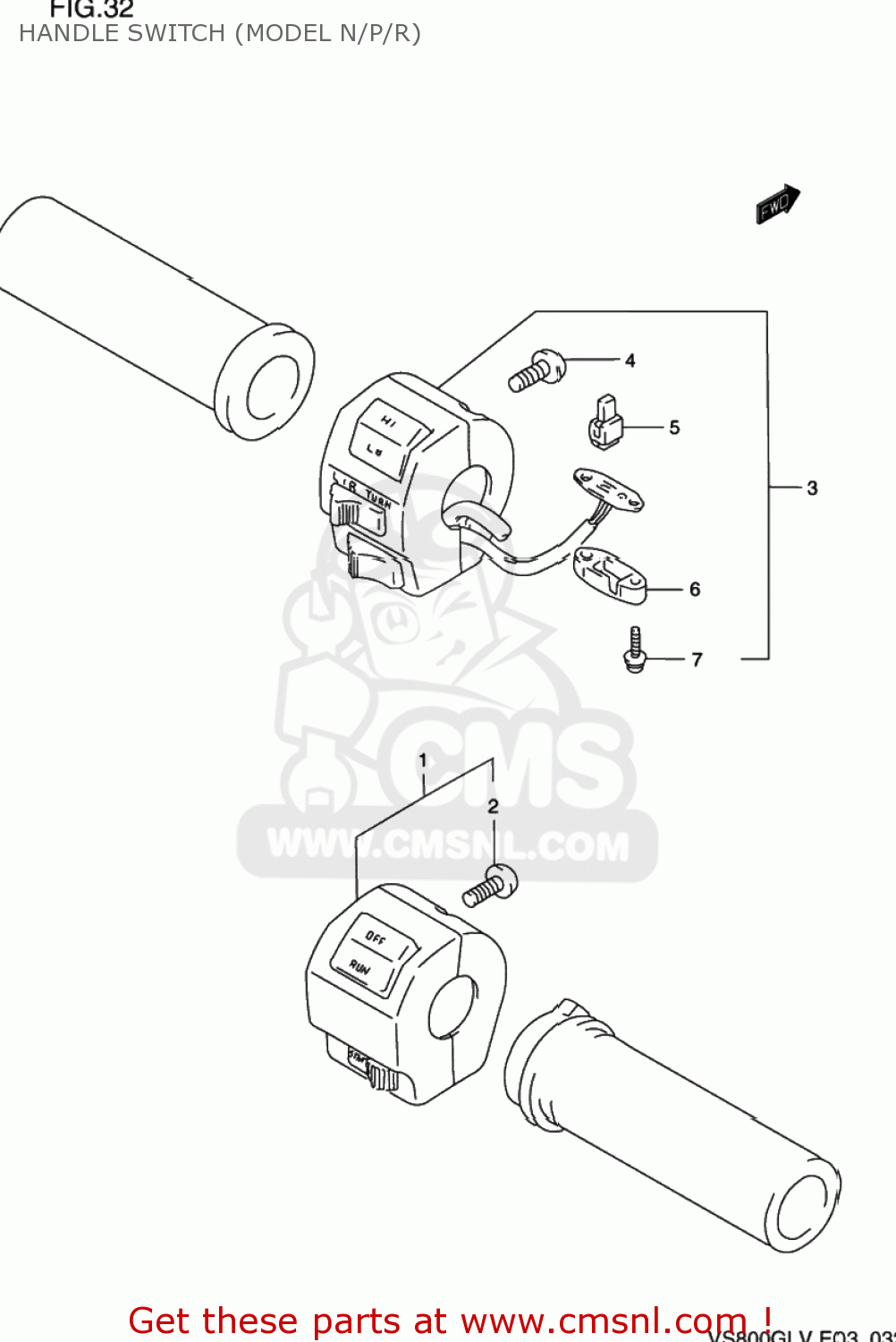 HANDLE SWITCH (MODEL N/P/R) VS800GL INTRUDER 1992 (N) USA (E03)