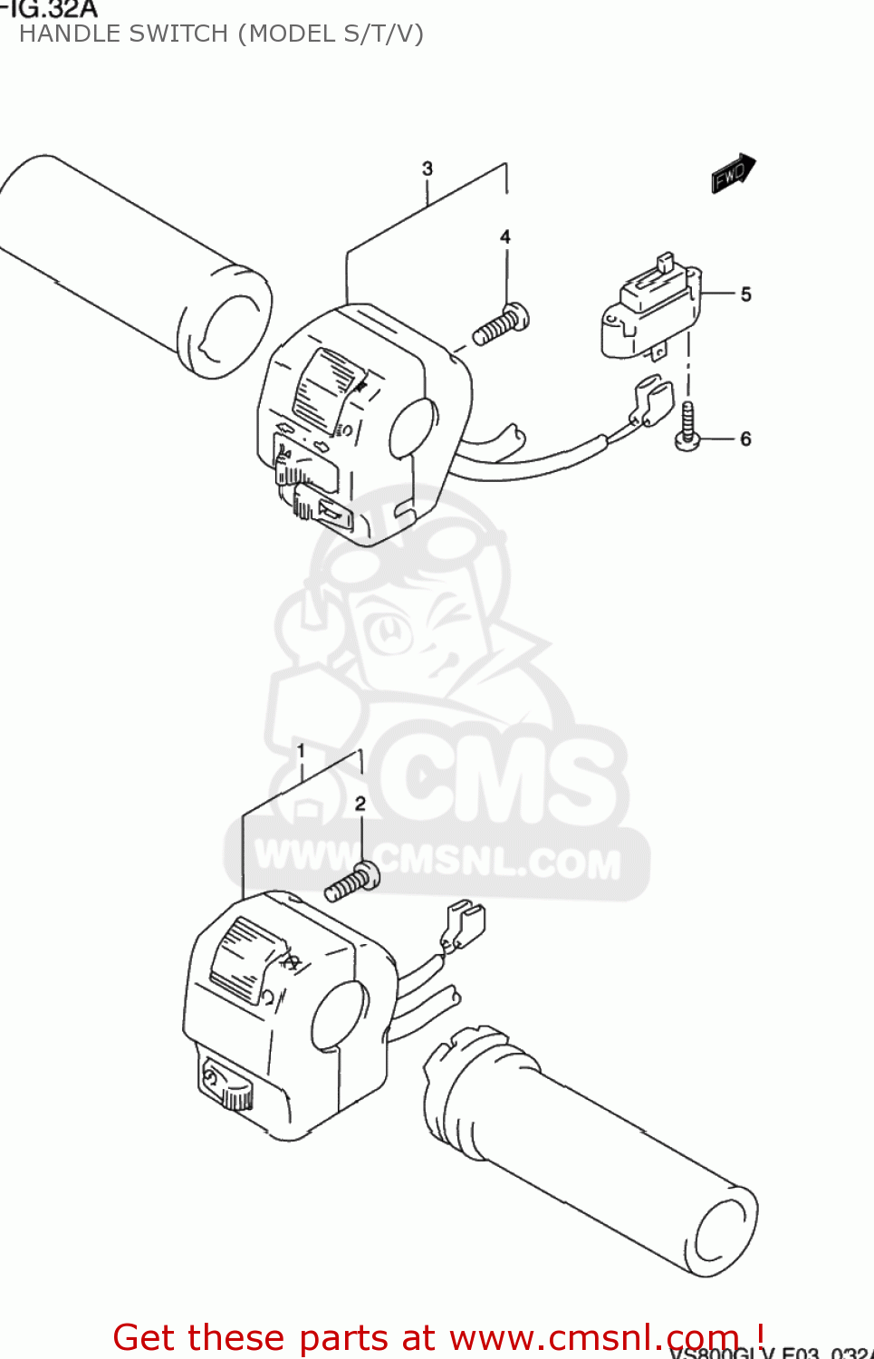 HANDLE SWITCH (MODEL S/T/V) VS800GL INTRUDER 1992 (N) USA (E03)
