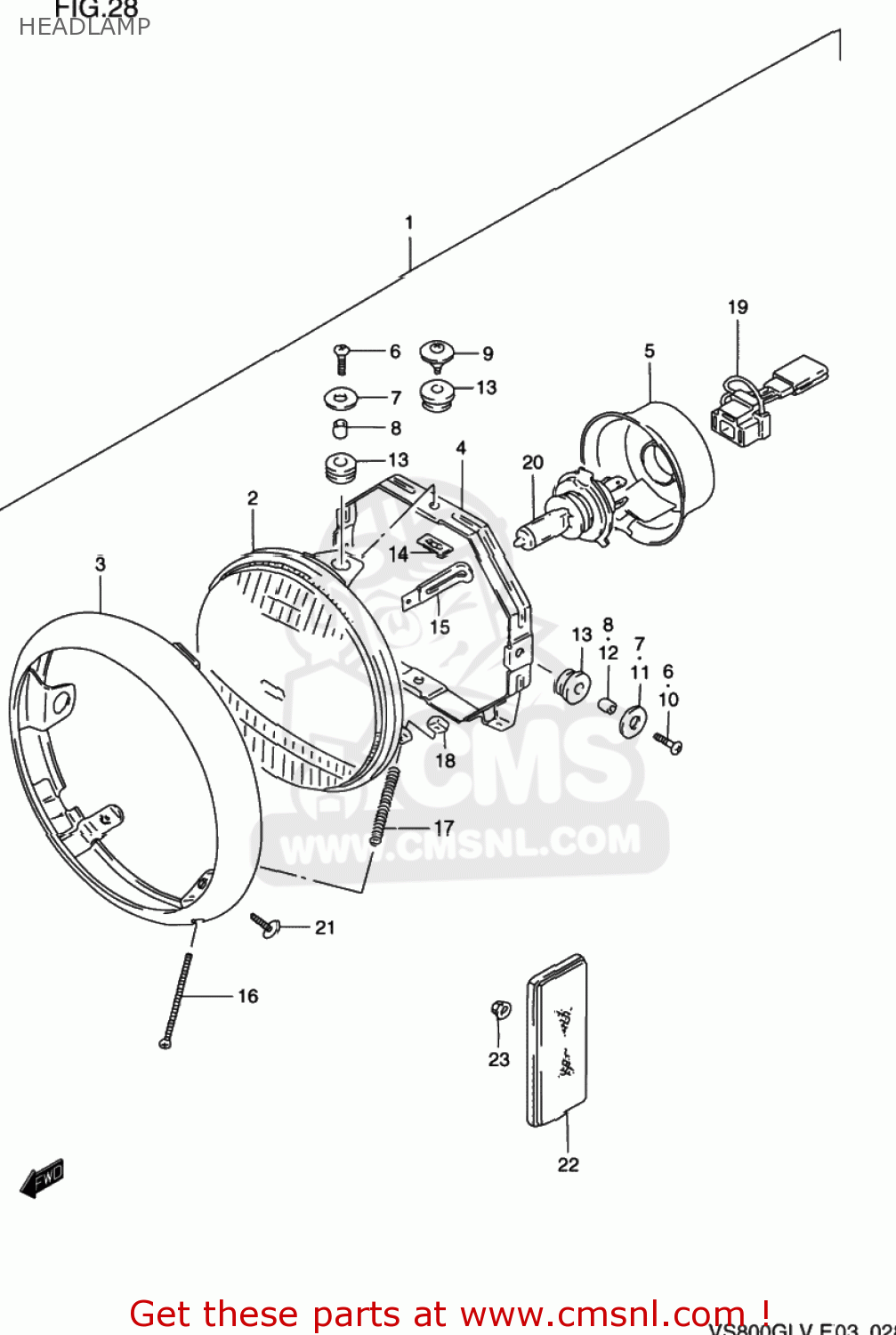 HEADLAMP VS800GL INTRUDER 1992 (N) USA (E03)