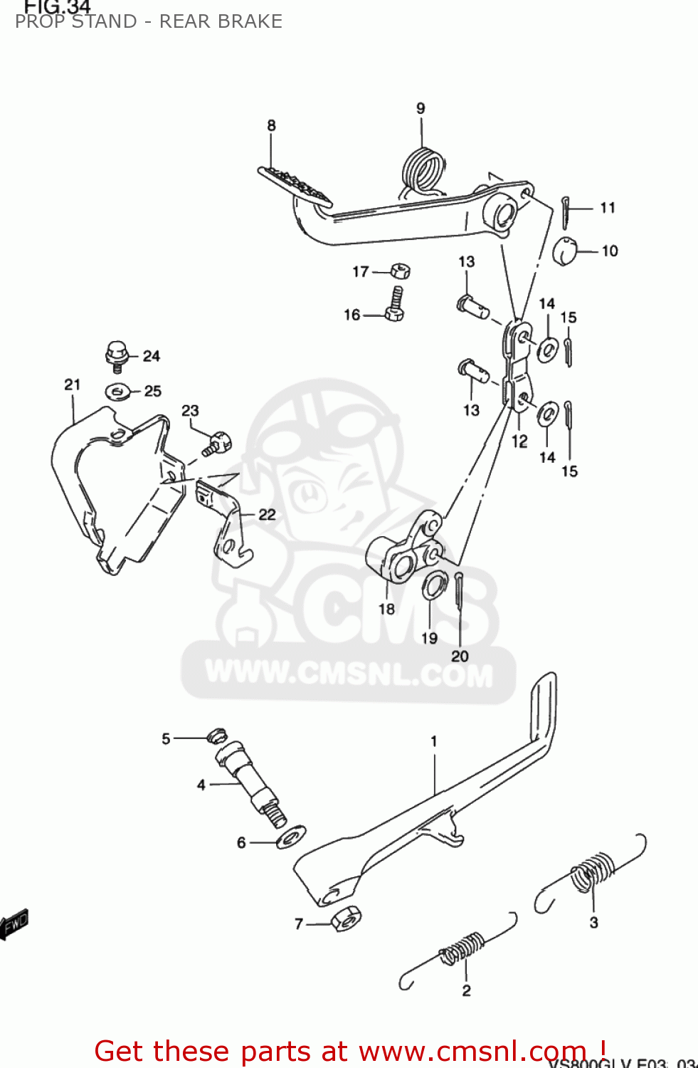 PROP STAND - REAR BRAKE VS800GL INTRUDER 1992 (N) USA (E03)