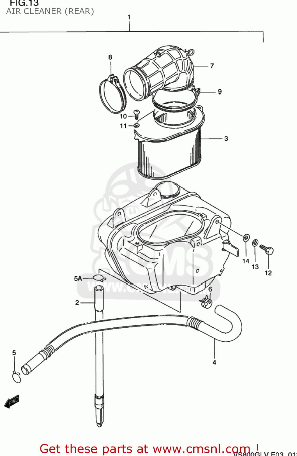 AIR CLEANER (REAR) VS800GL INTRUDER 1993 (P) USA (E03)