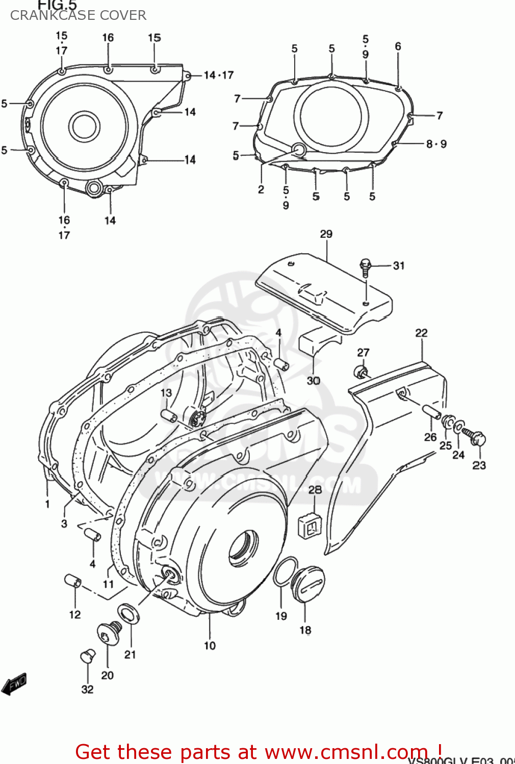 CRANKCASE COVER VS800GL INTRUDER 1993 (P) USA (E03)