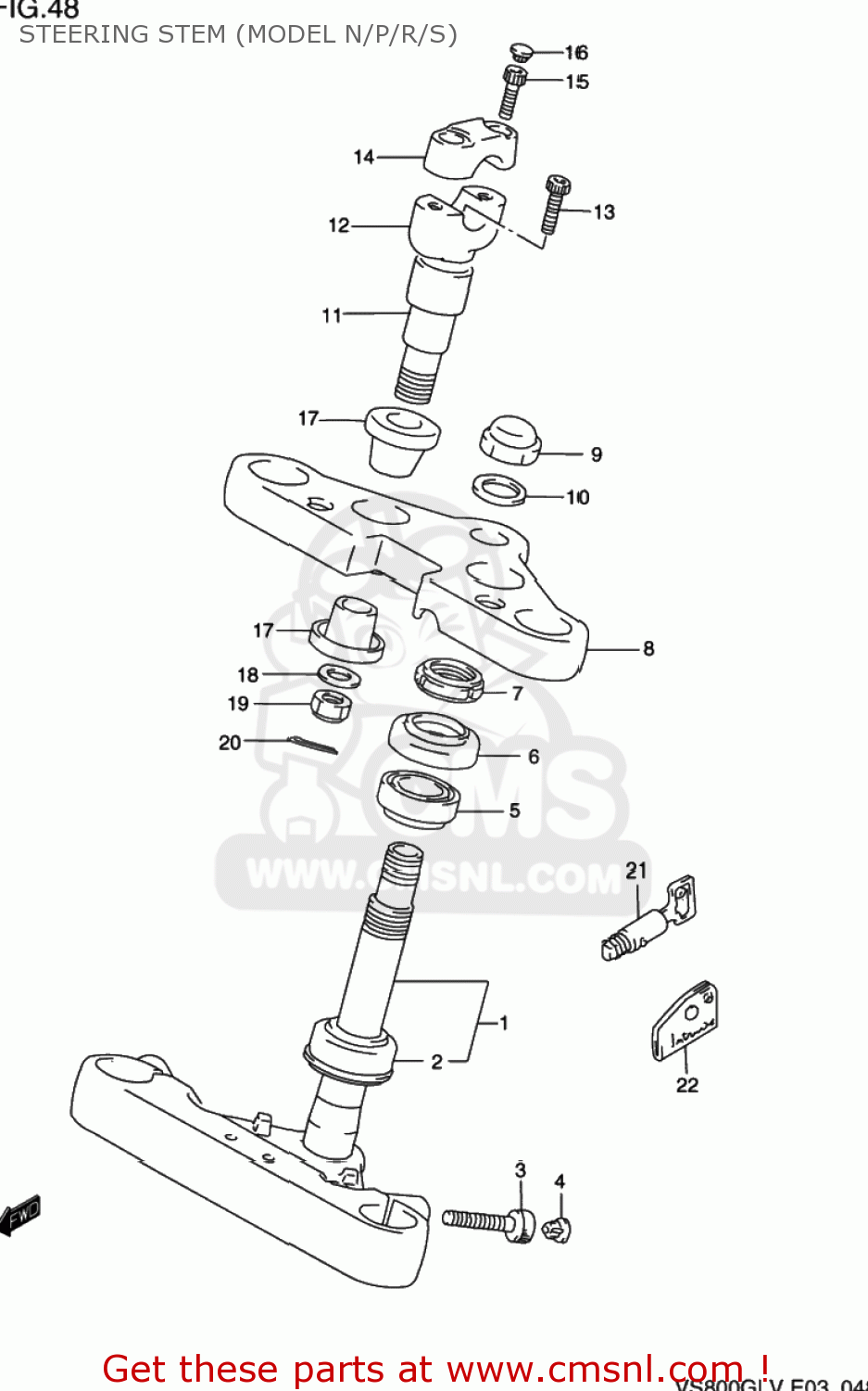 STEERING STEM (MODEL N/P/R/S) VS800GL INTRUDER 1993 (P) USA (E03)