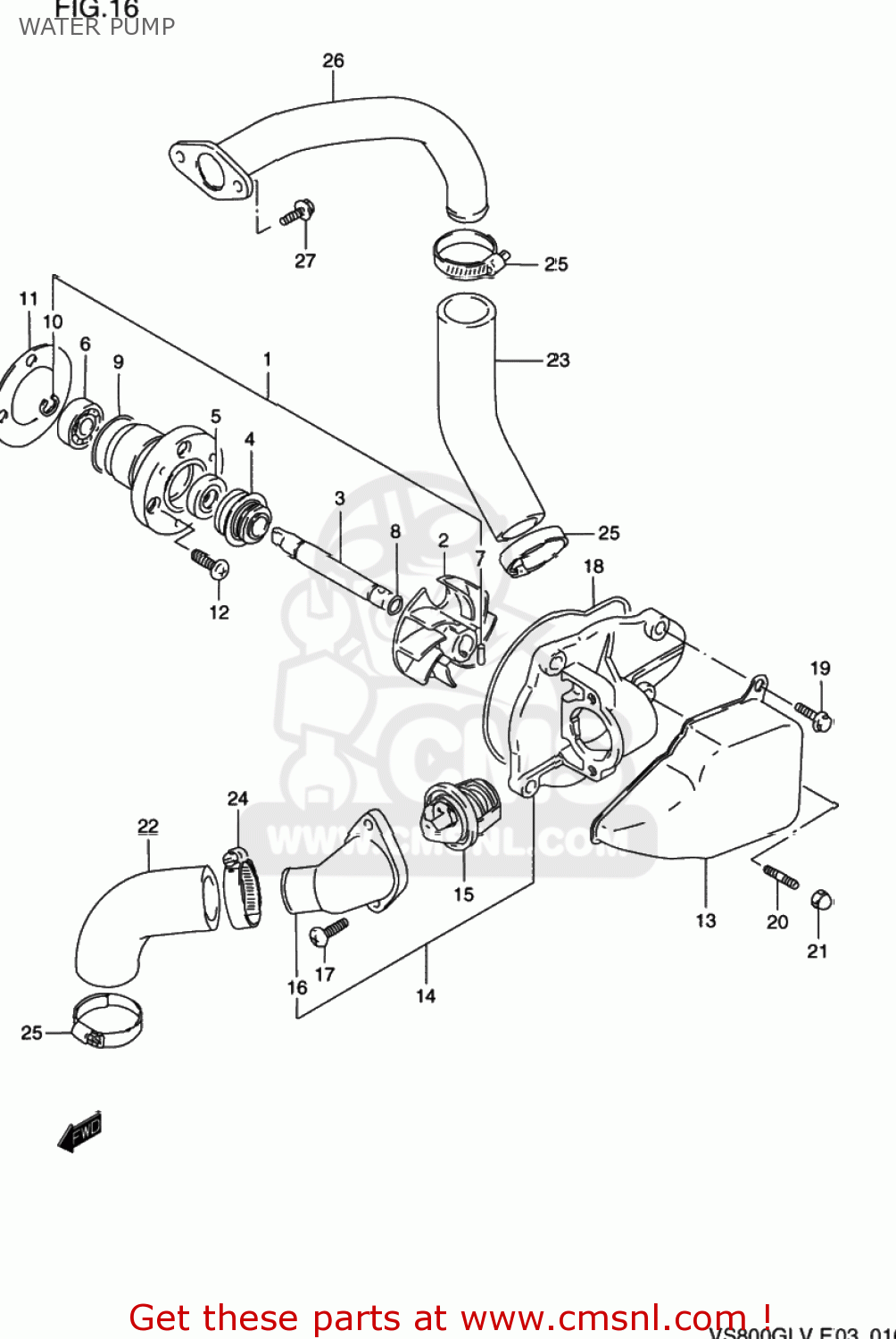 WATER PUMP VS800GL INTRUDER 1993 (P) USA (E03)