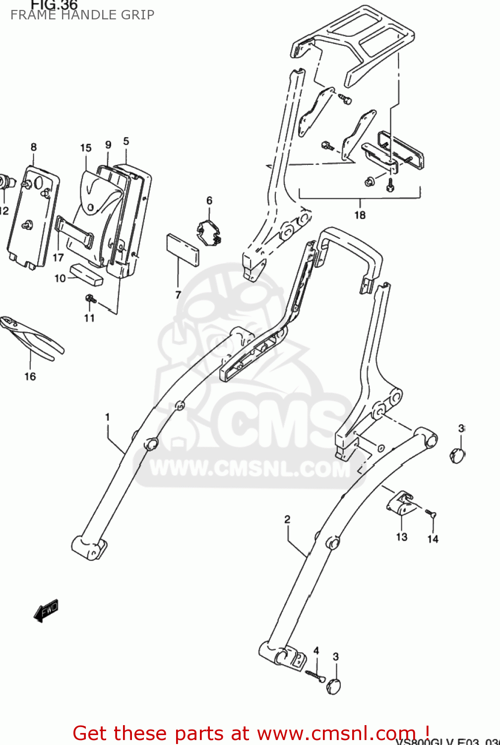 FRAME HANDLE GRIP VS800GL INTRUDER 1994 (R) USA (E03)