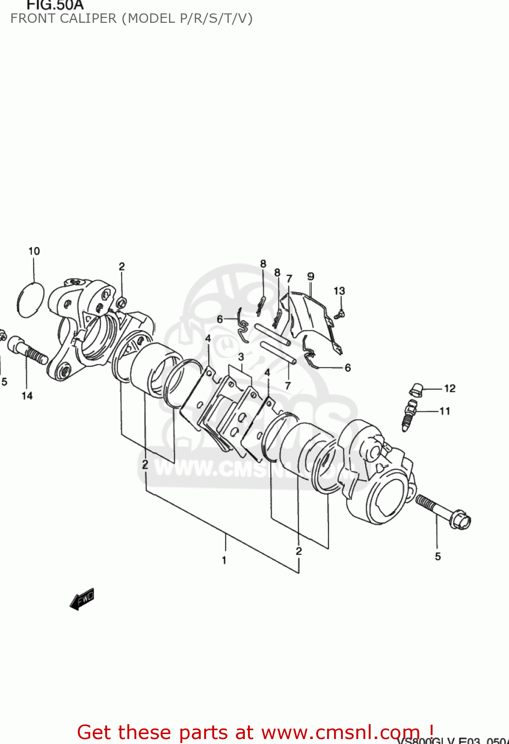 FRONT CALIPER (MODEL P/R/S/T/V) VS800GL INTRUDER 1994 (R) USA (E03)