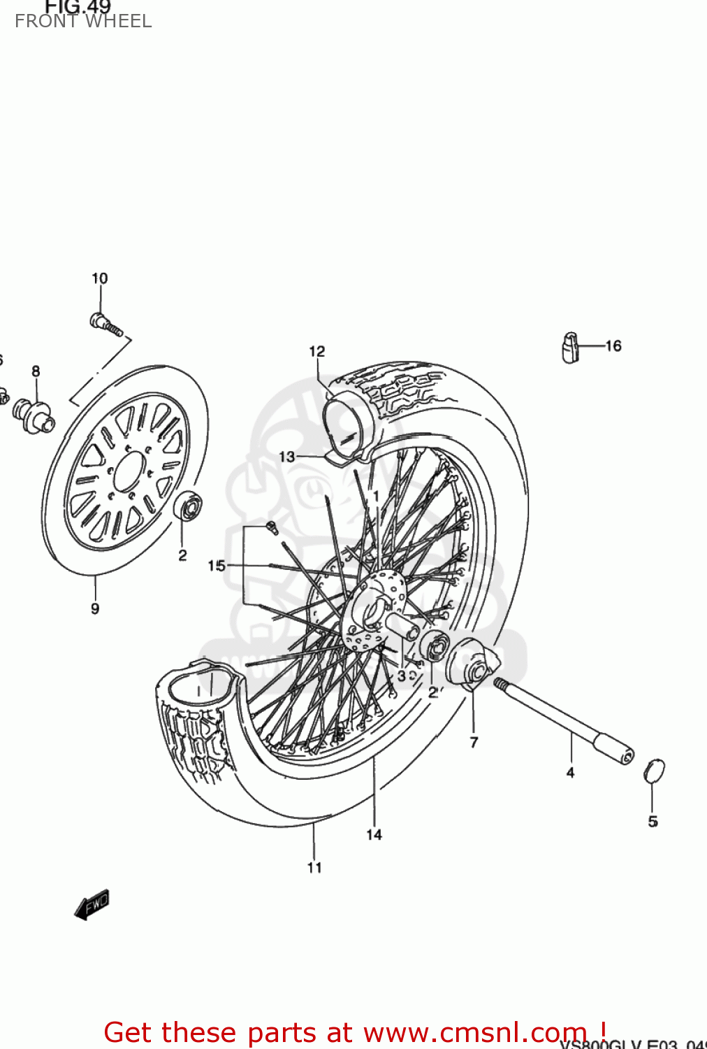 FRONT WHEEL VS800GL INTRUDER 1994 (R) USA (E03)